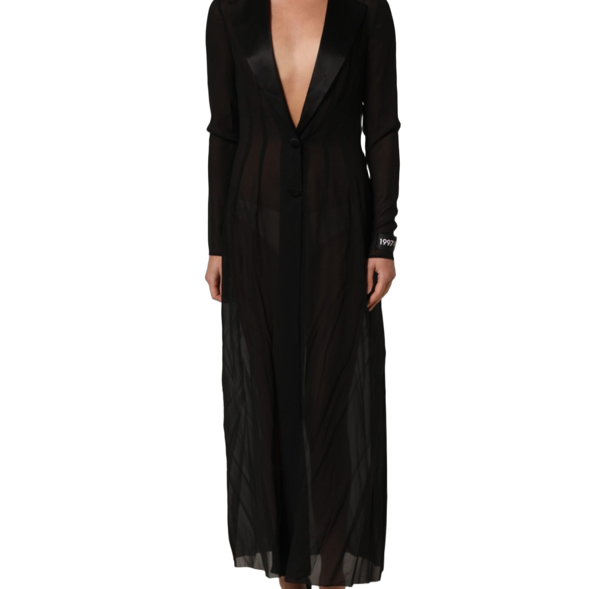 Dolce & Gabbana Black Silk Sheer Chiffon Long Maxi Dress