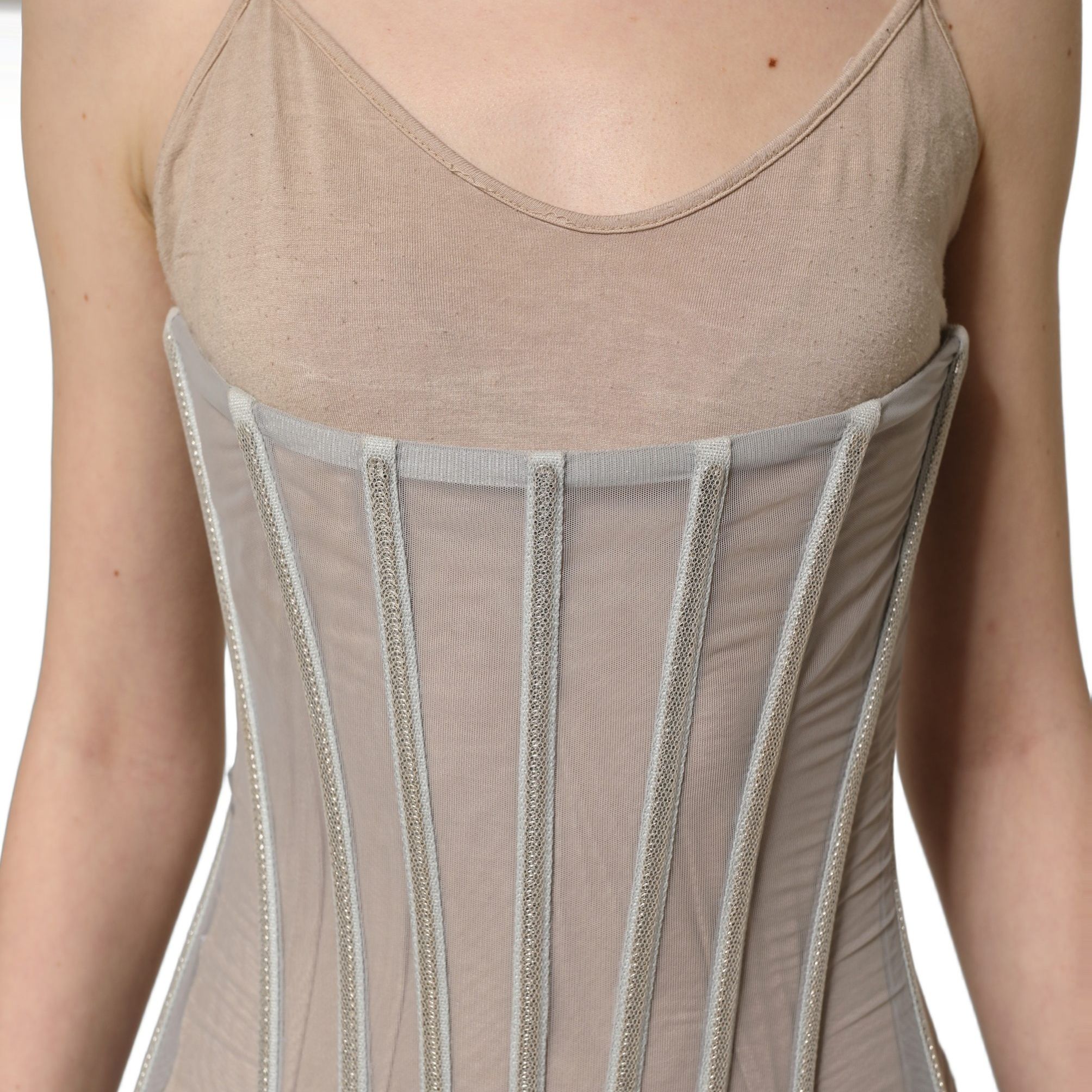 Dolce & Gabbana Gray Lace Corset Style Bodice Maxi Dress