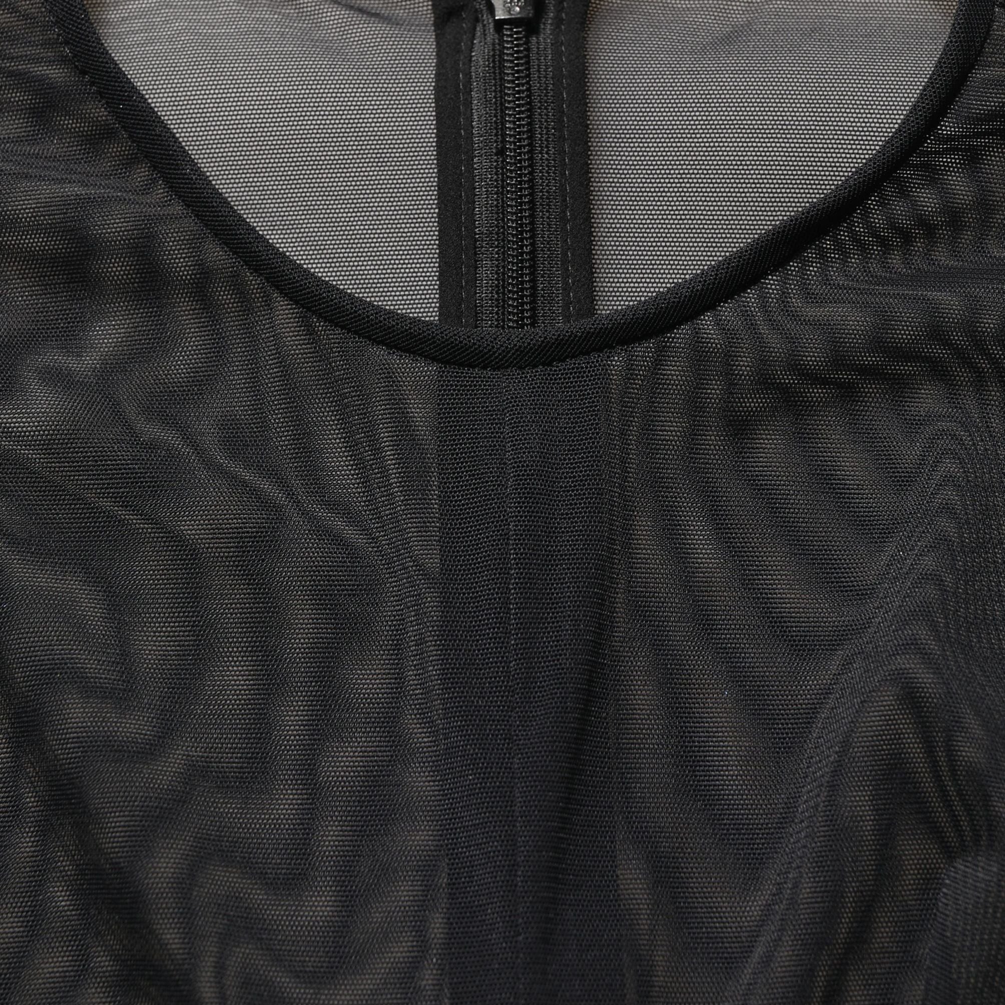 Dolce & Gabbana Black Long Sleeve Sheer Fitted Maxi Dress