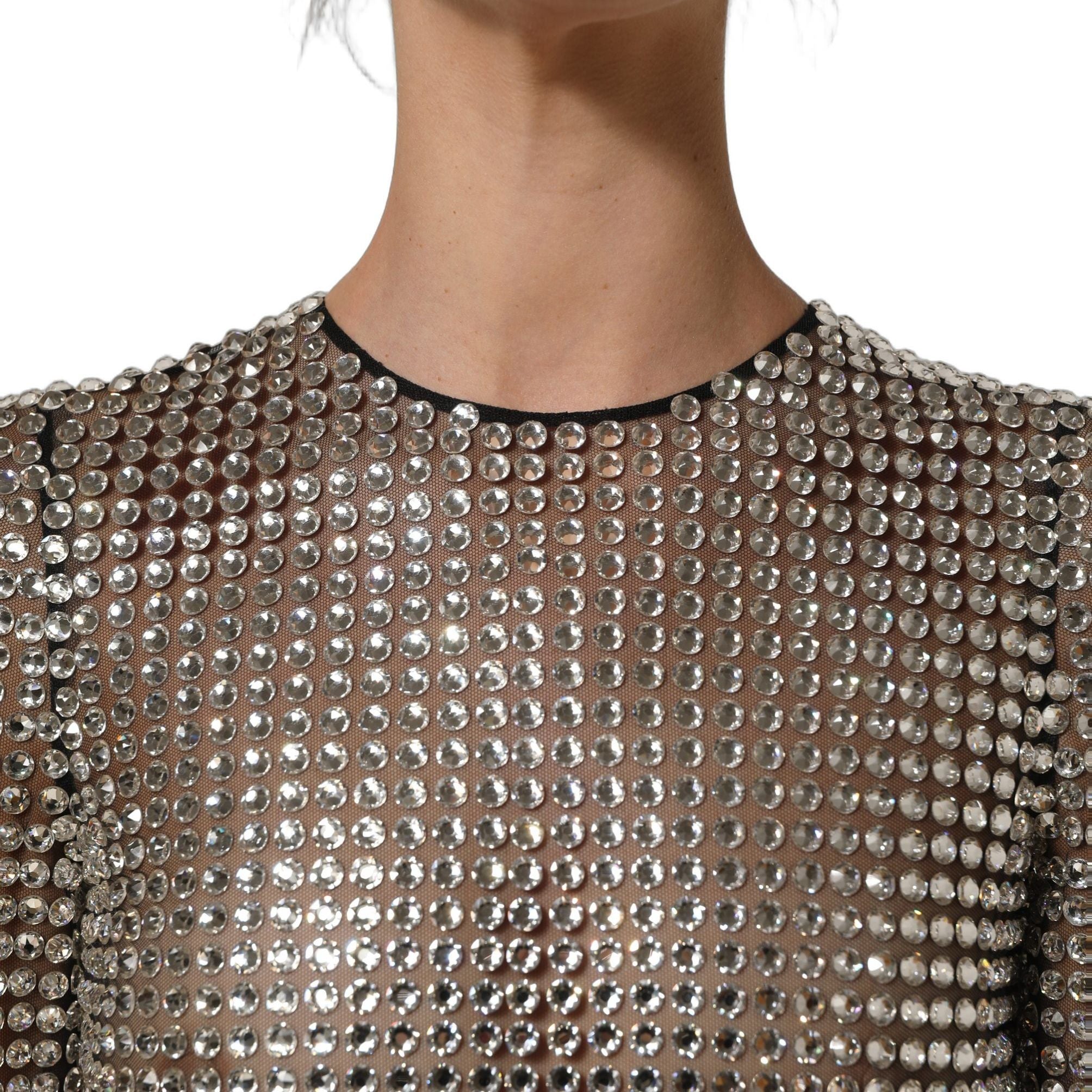 Dolce & Gabbana Beige Crystal Embellished Long Gown Dress