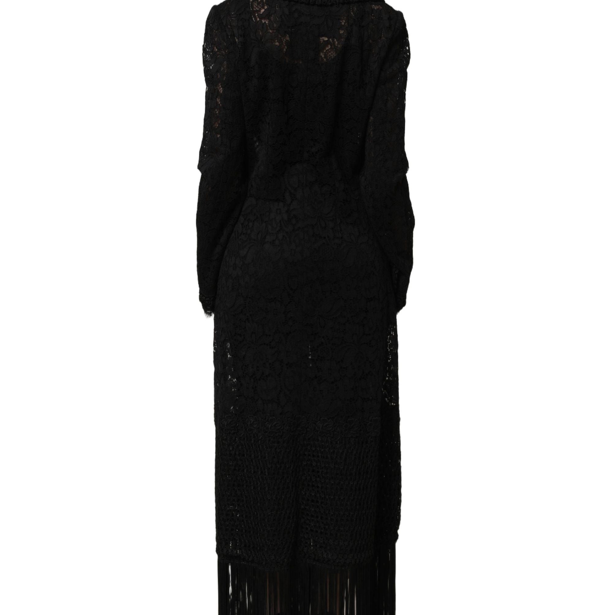 Dolce & Gabbana Black Embellished Guipure Lace Coat Jacket