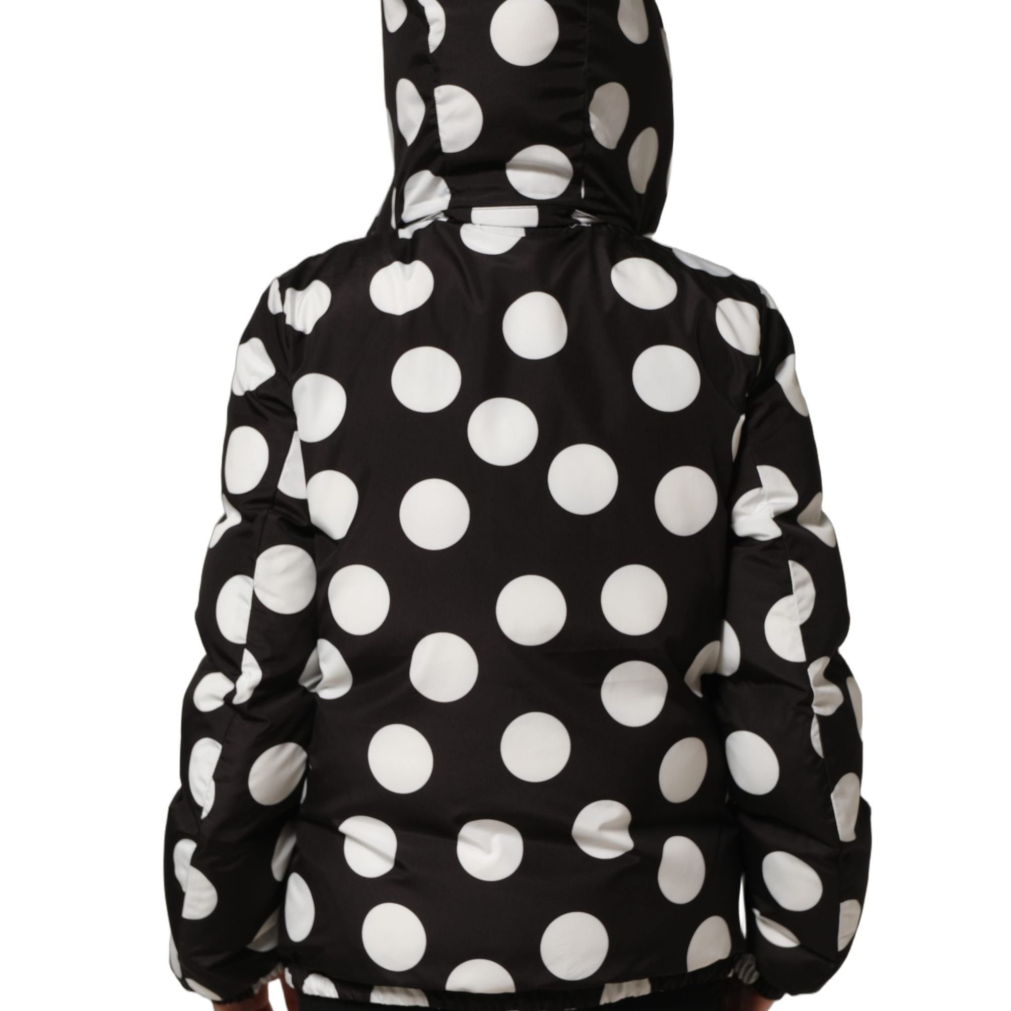 Dolce & Gabbana Black White Polka Dot Hooded Blouson Jacket