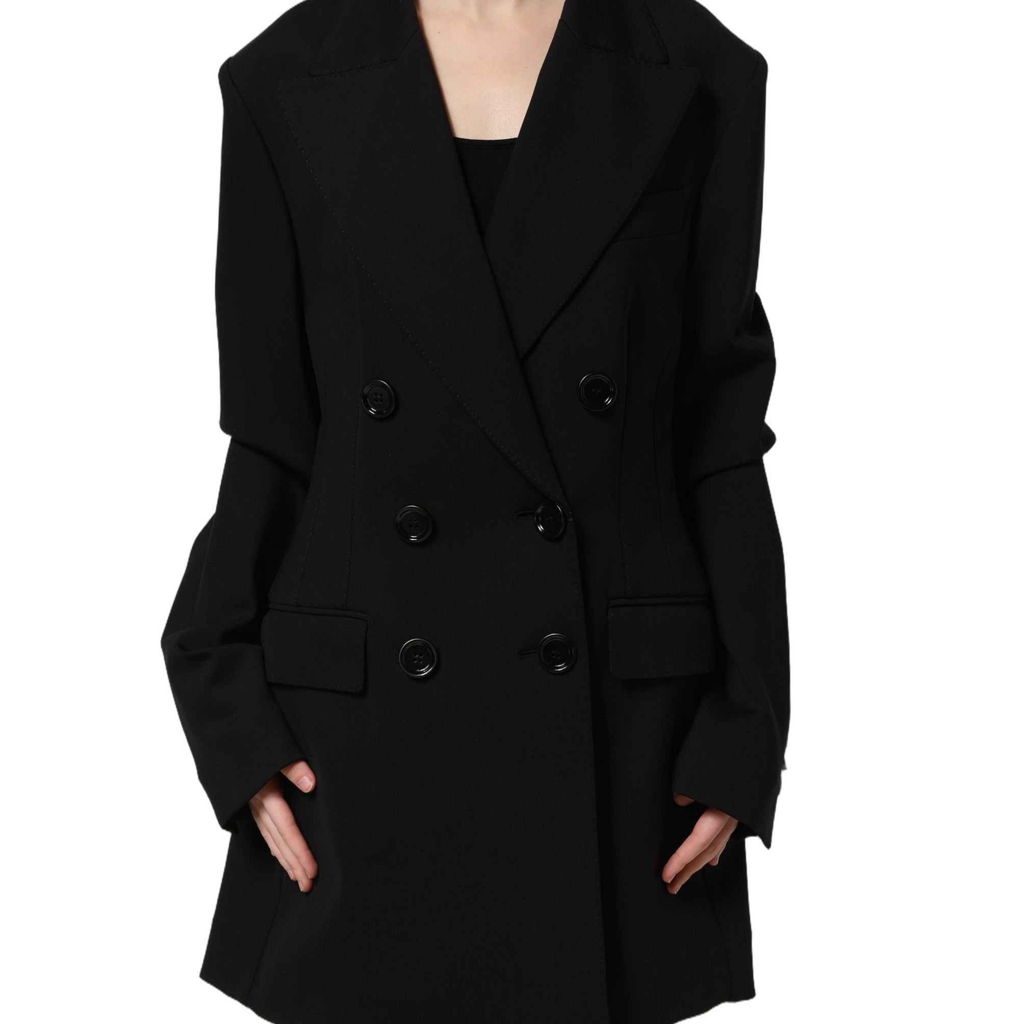 Dolce & Gabbana Black Double Breasted Crepe Blazer Jacket