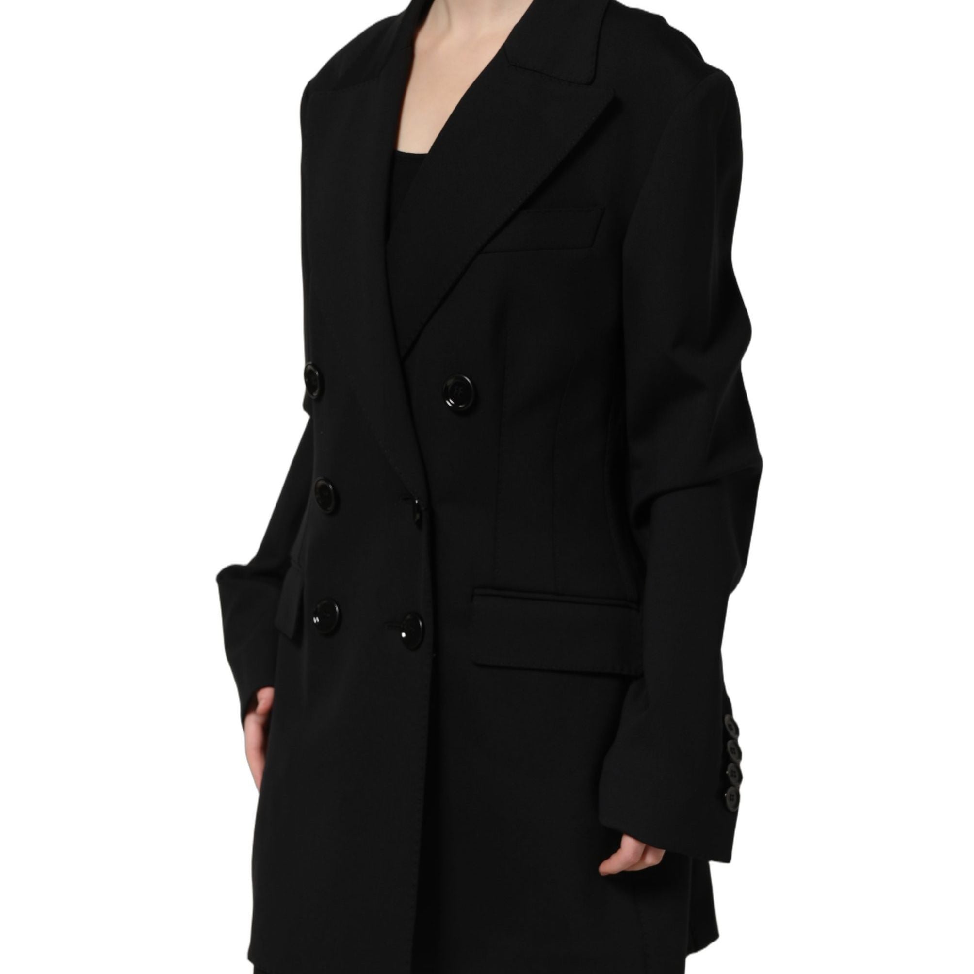 Dolce & Gabbana Black Double Breasted Crepe Blazer Jacket