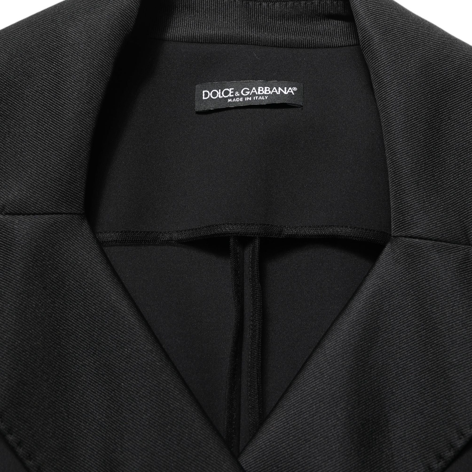 Dolce & Gabbana Black Nylon Double Breasted Coat Jacket