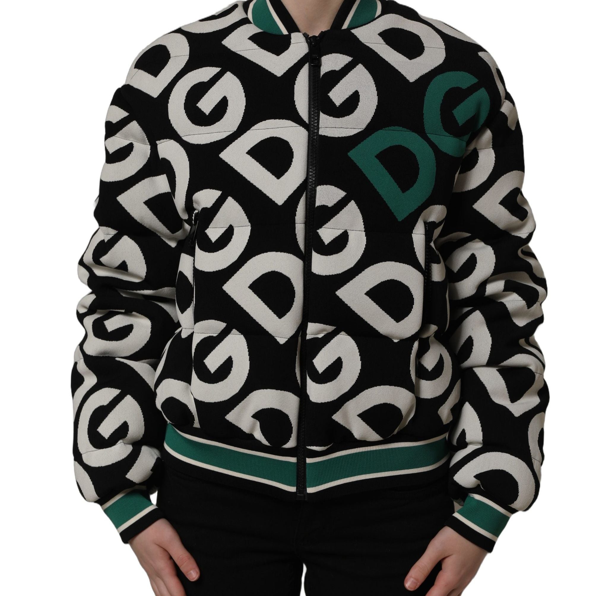 Dolce & Gabbana Multicolor Logo Full Zip Bomber Jacket