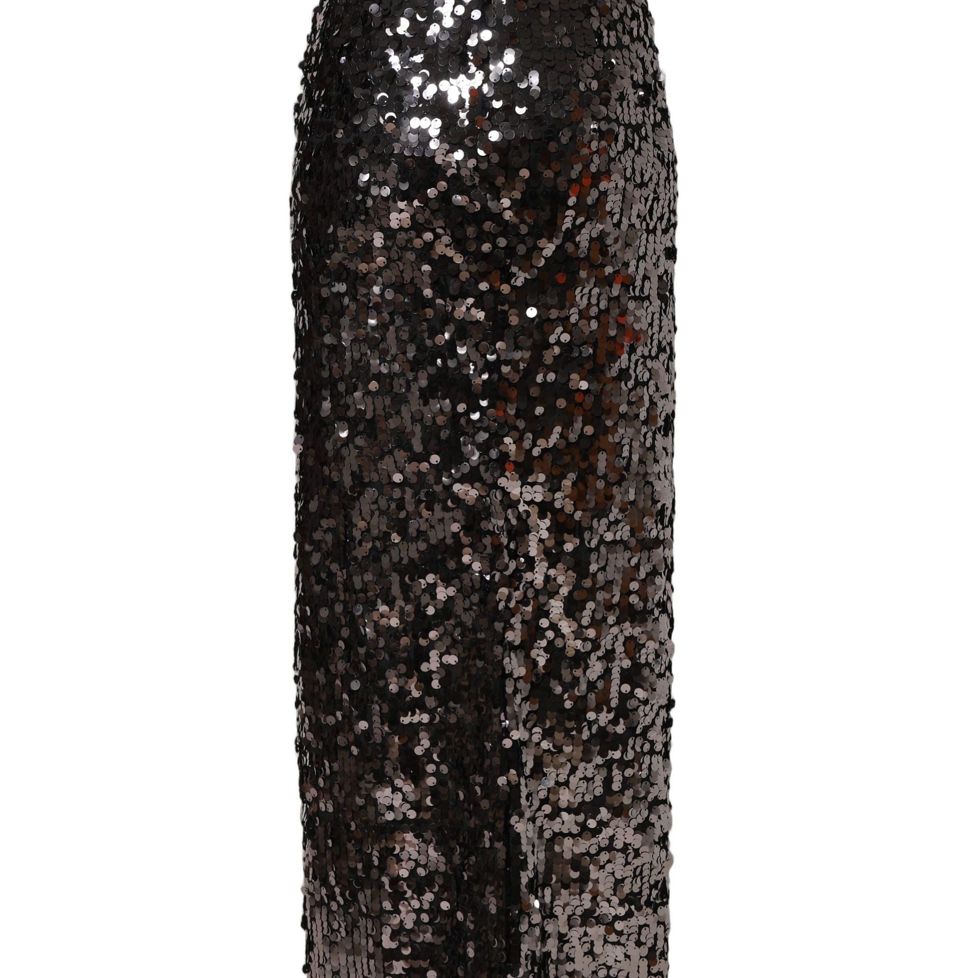 Dolce & Gabbana Brown Sequinned Embellished Pencil Cut Skirt