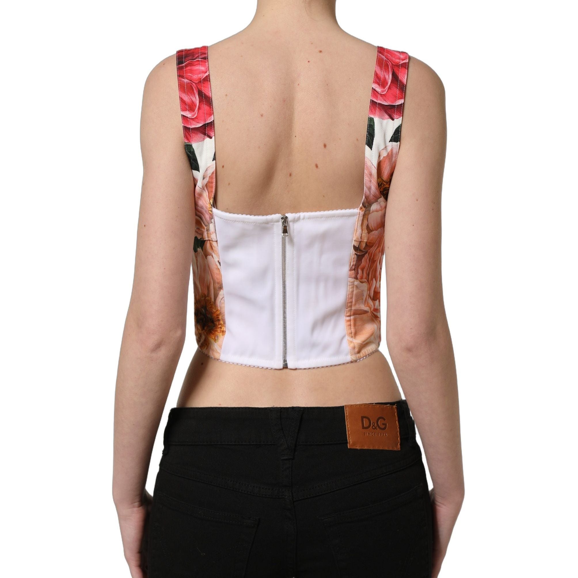 Dolce & Gabbana Multicolor Floral Cropped Bustier Tank Top