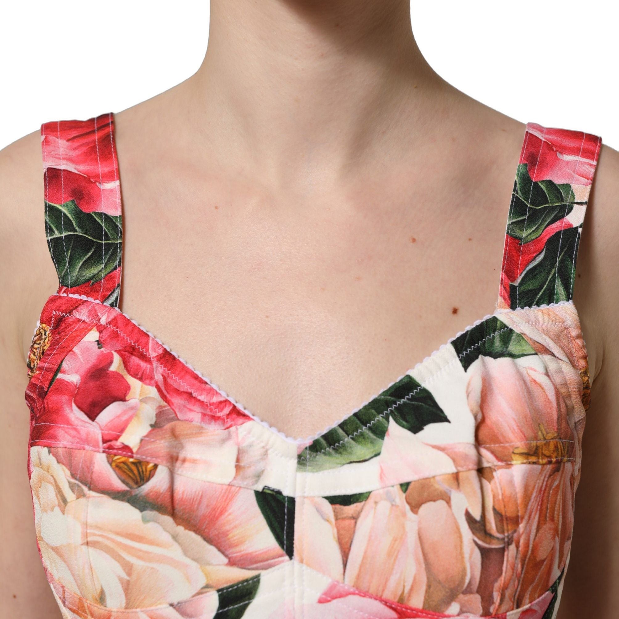 Dolce & Gabbana Multicolor Floral Cropped Bustier Tank Top
