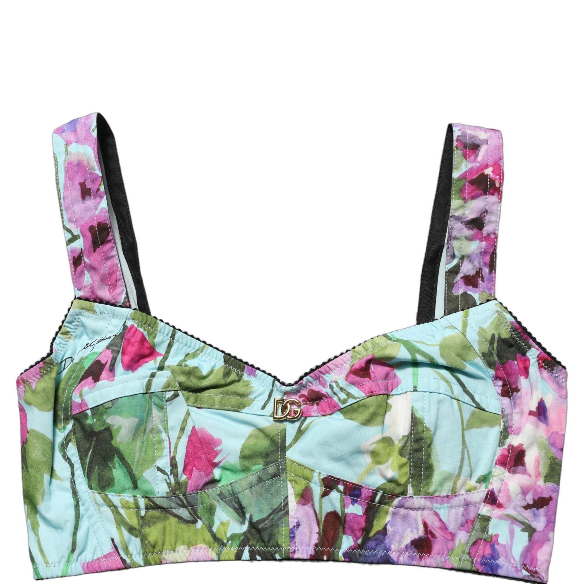 Dolce & Gabbana Multicolor Floral Cropped Bustier Tank Top