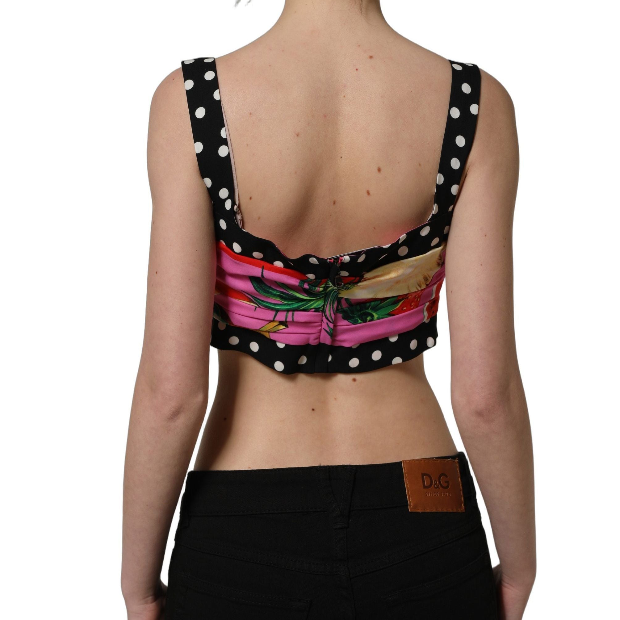 Dolce & Gabbana Multicolor Silk Cropped Bustier Corset Top
