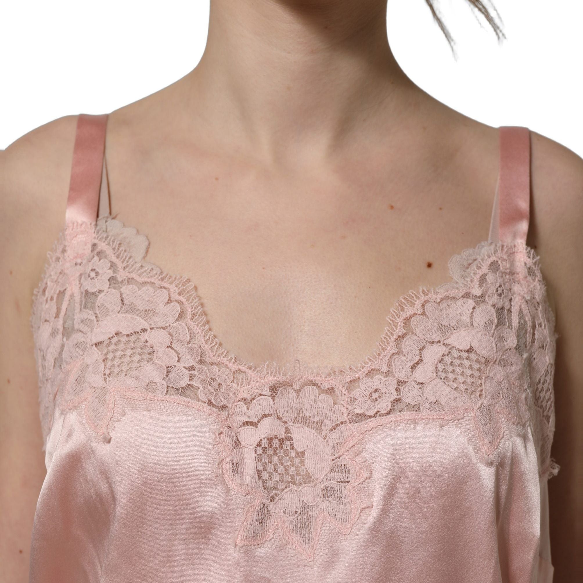 Dolce & Gabbana Light Pink Floral Lace Lingerie Underwear Top