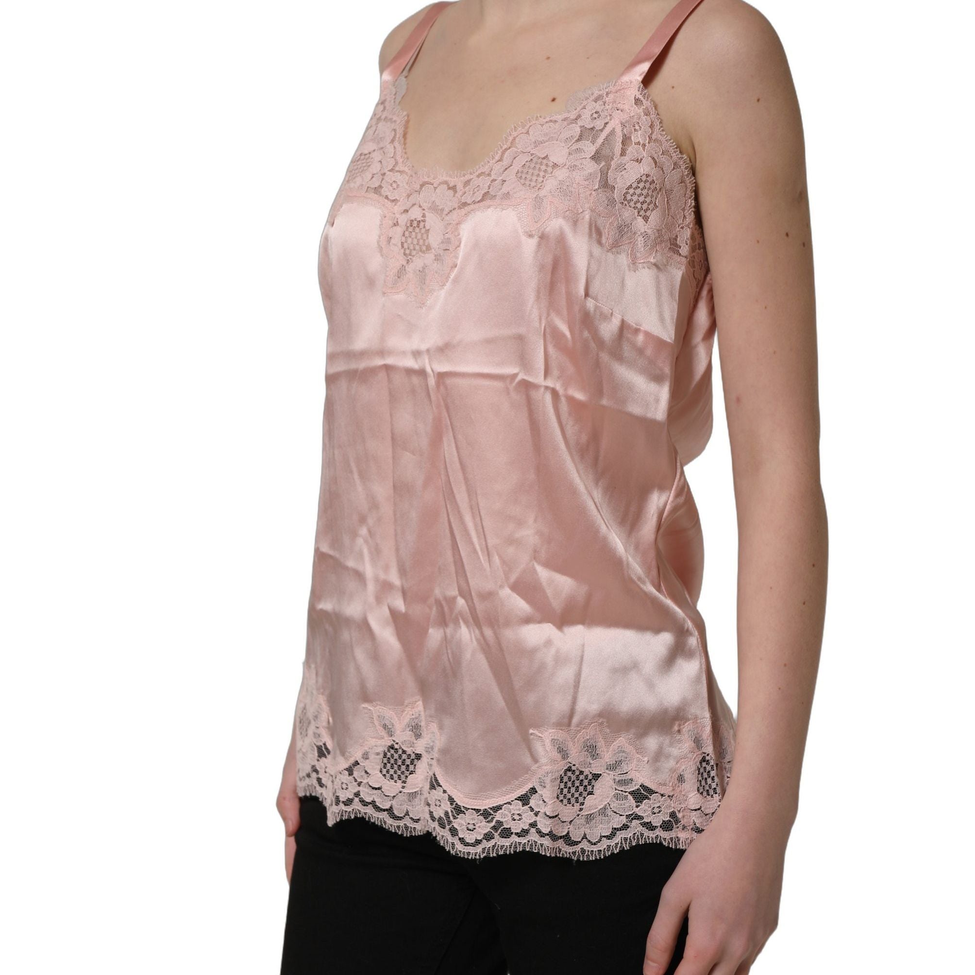 Dolce & Gabbana Light Pink Floral Lace Lingerie Underwear Top