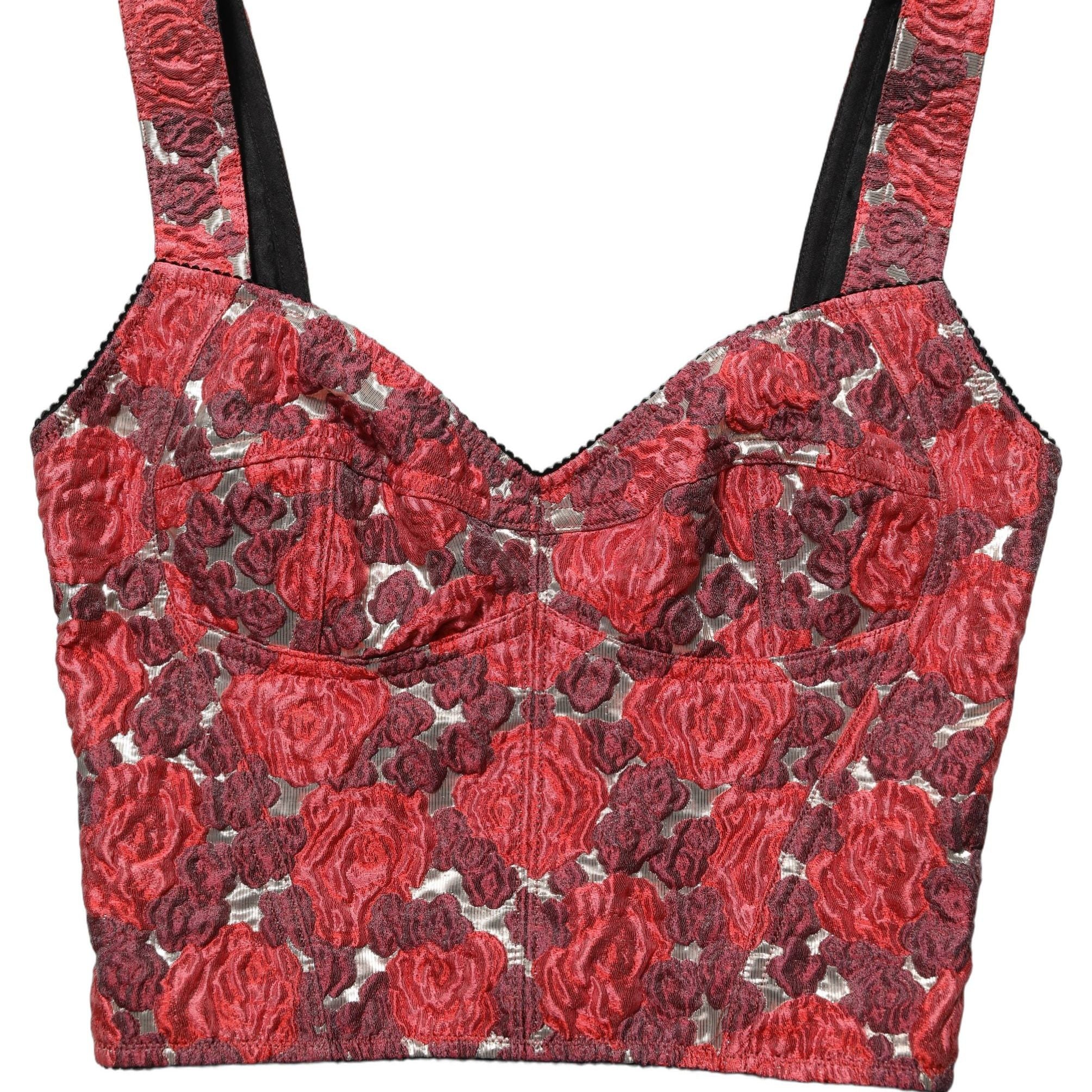 Dolce & Gabbana Multicolor Floral Cropped Bustier Tank Top