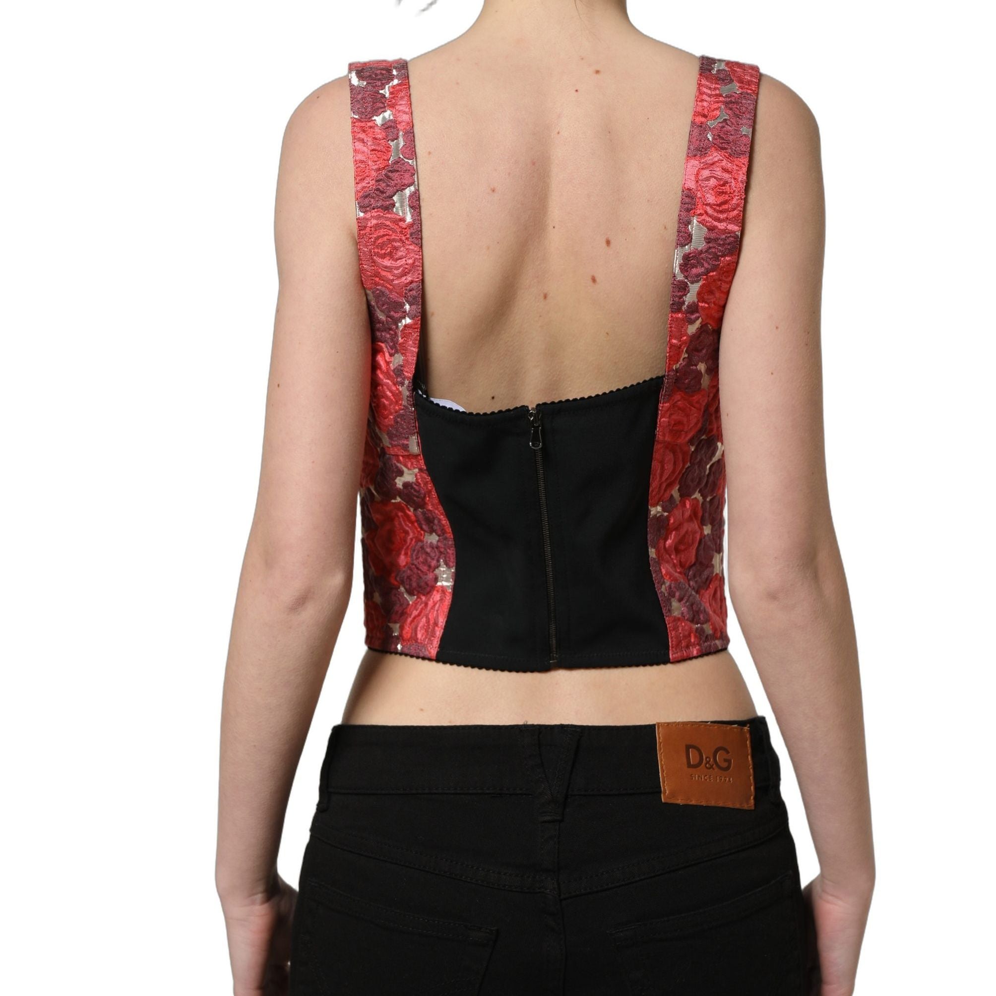 Dolce & Gabbana Multicolor Floral Cropped Bustier Tank Top