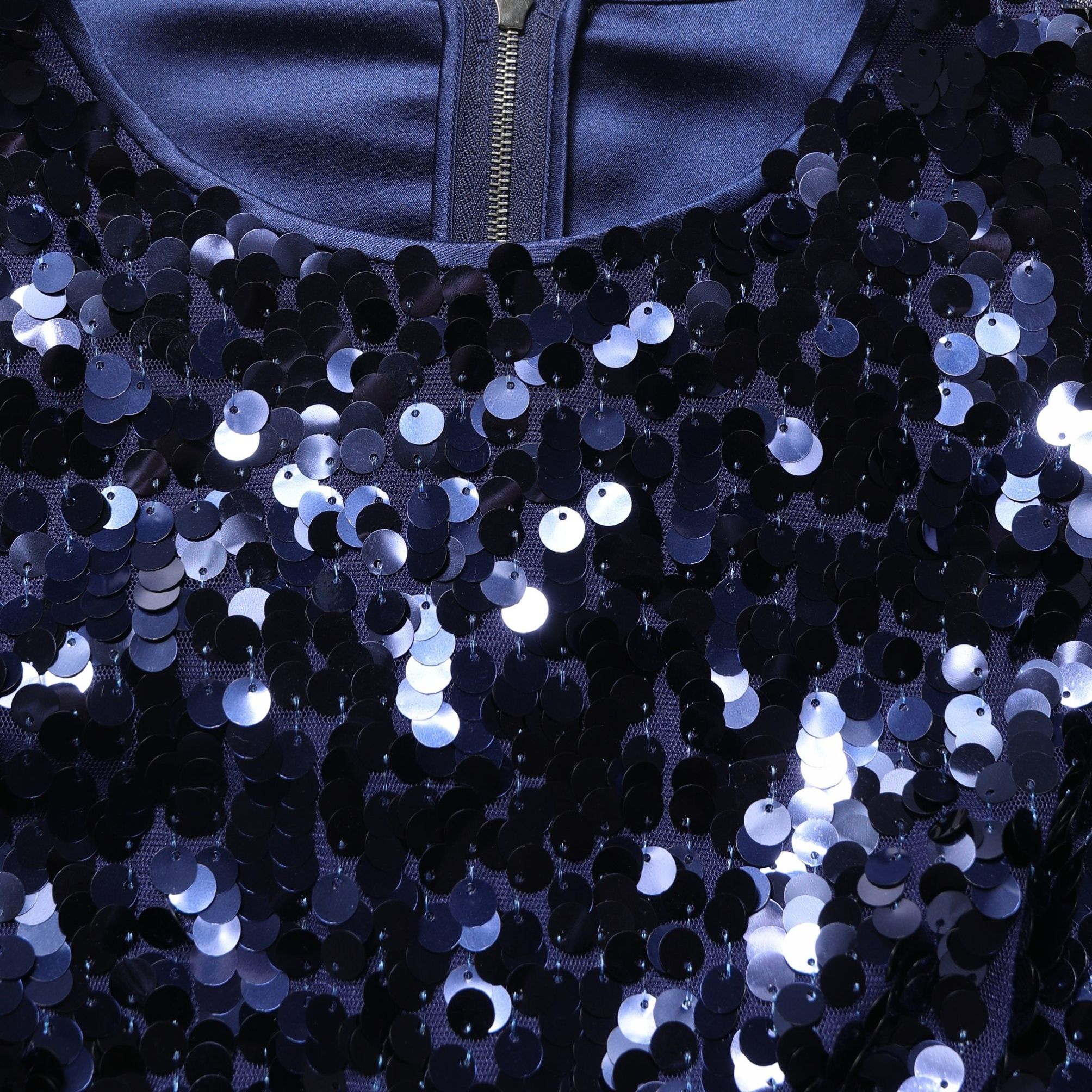 Dolce & Gabbana Blue Sequined Long Sleeves Crop Blouse Top