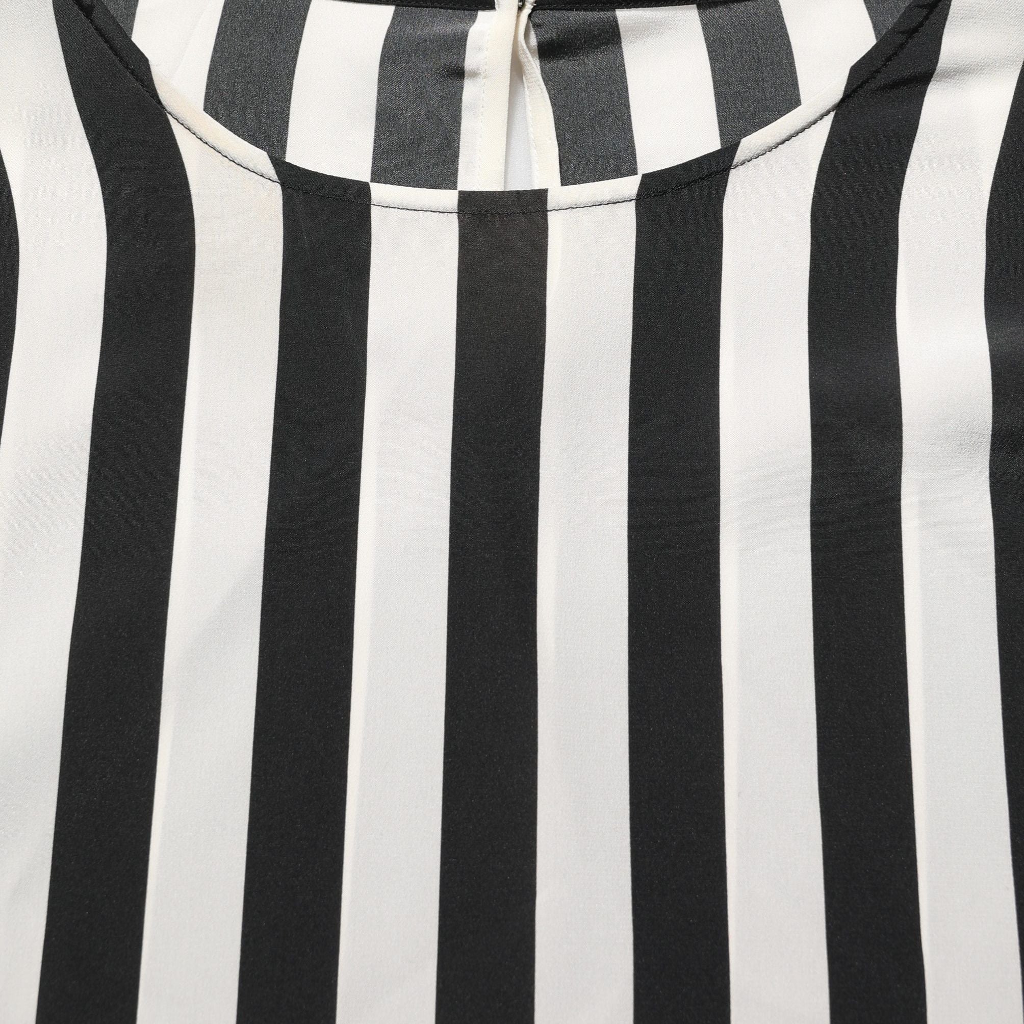 Dolce & Gabbana Black White Stripes Round Neck Blouse Top