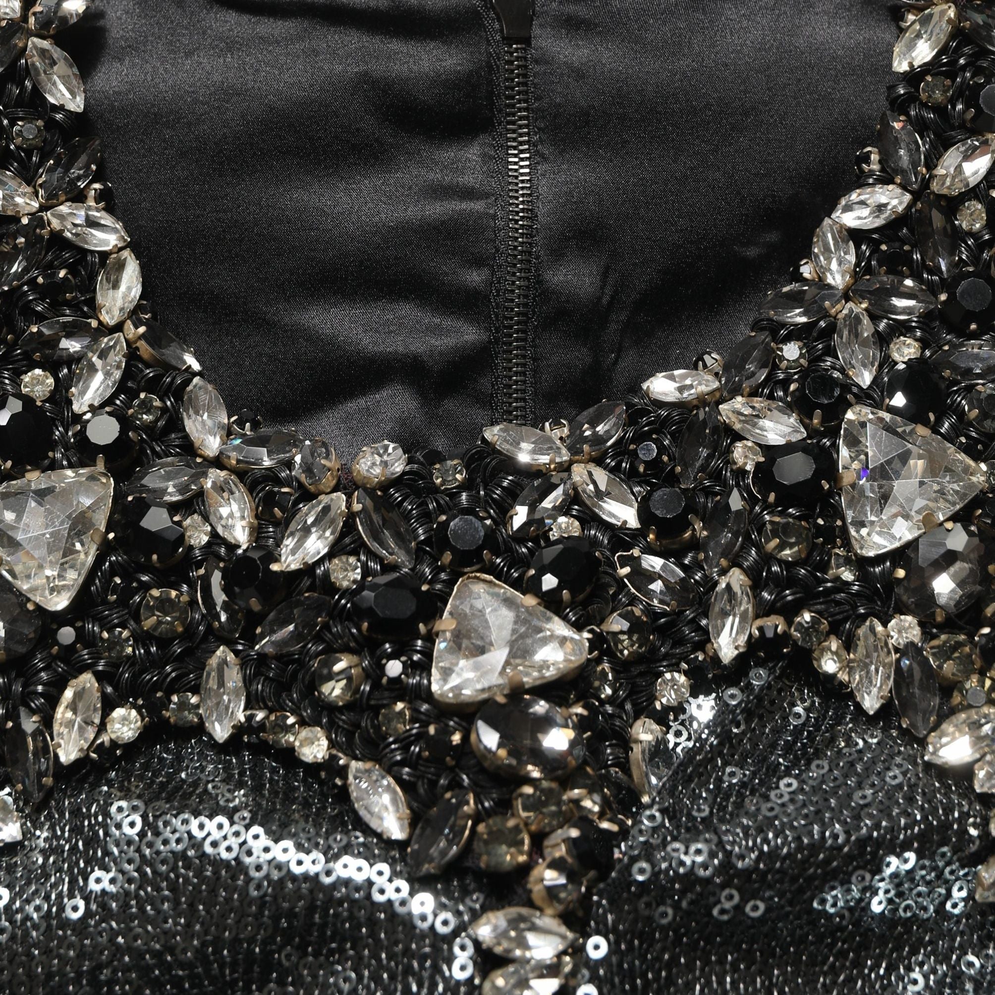 Dolce & Gabbana Metallic Gray Sequin Embellished Blouse Top