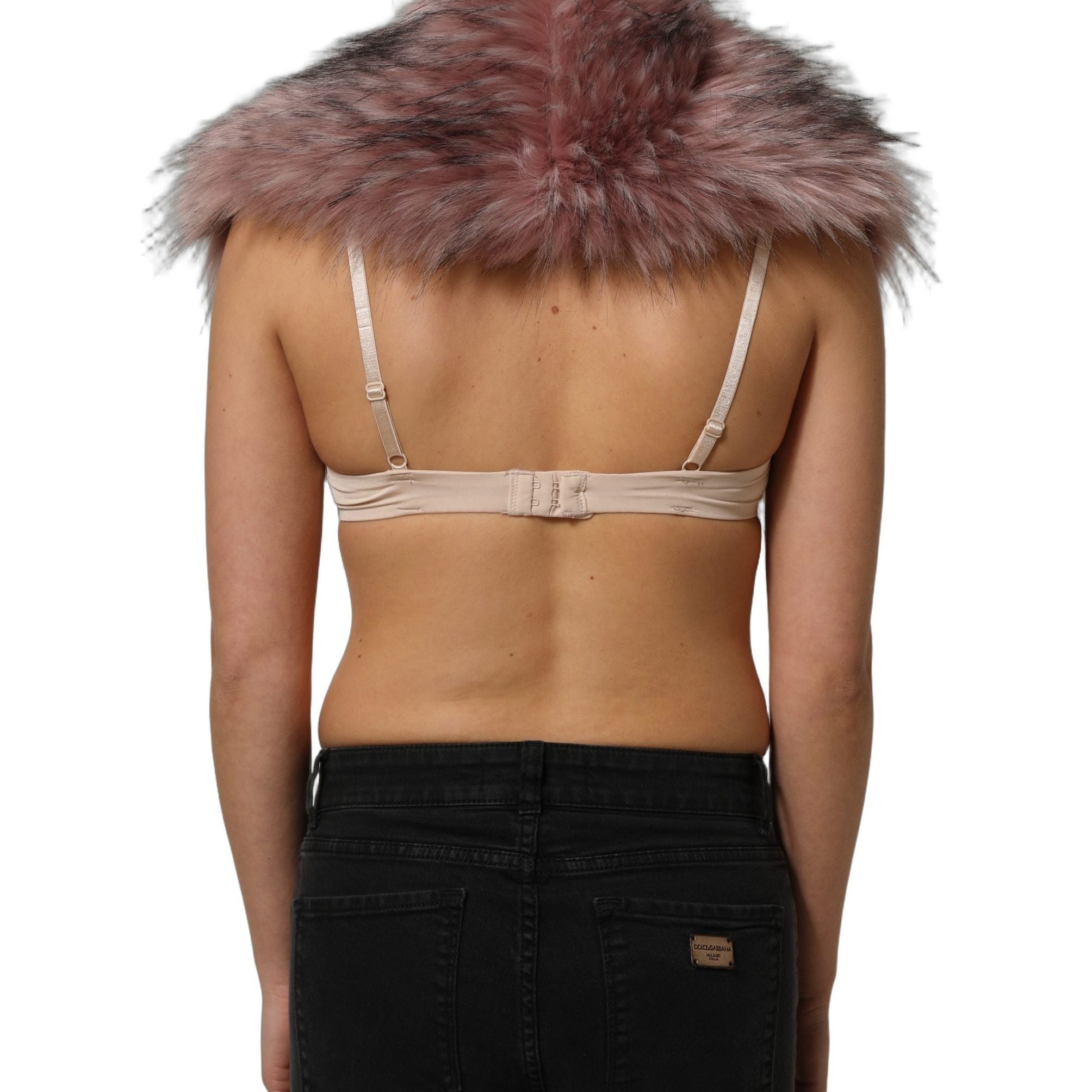 Dolce & Gabbana Pink Acrylic Faux Fur Knit Shrug Vest Top