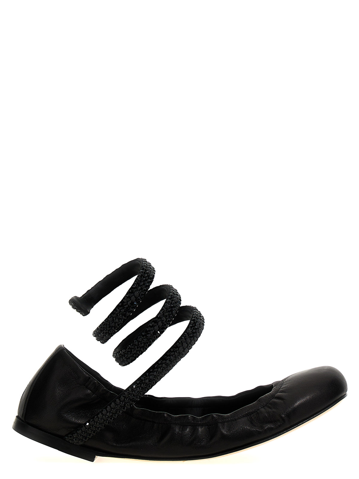 RENE CAOVILLA Black Lamb Leather Ballet Flats