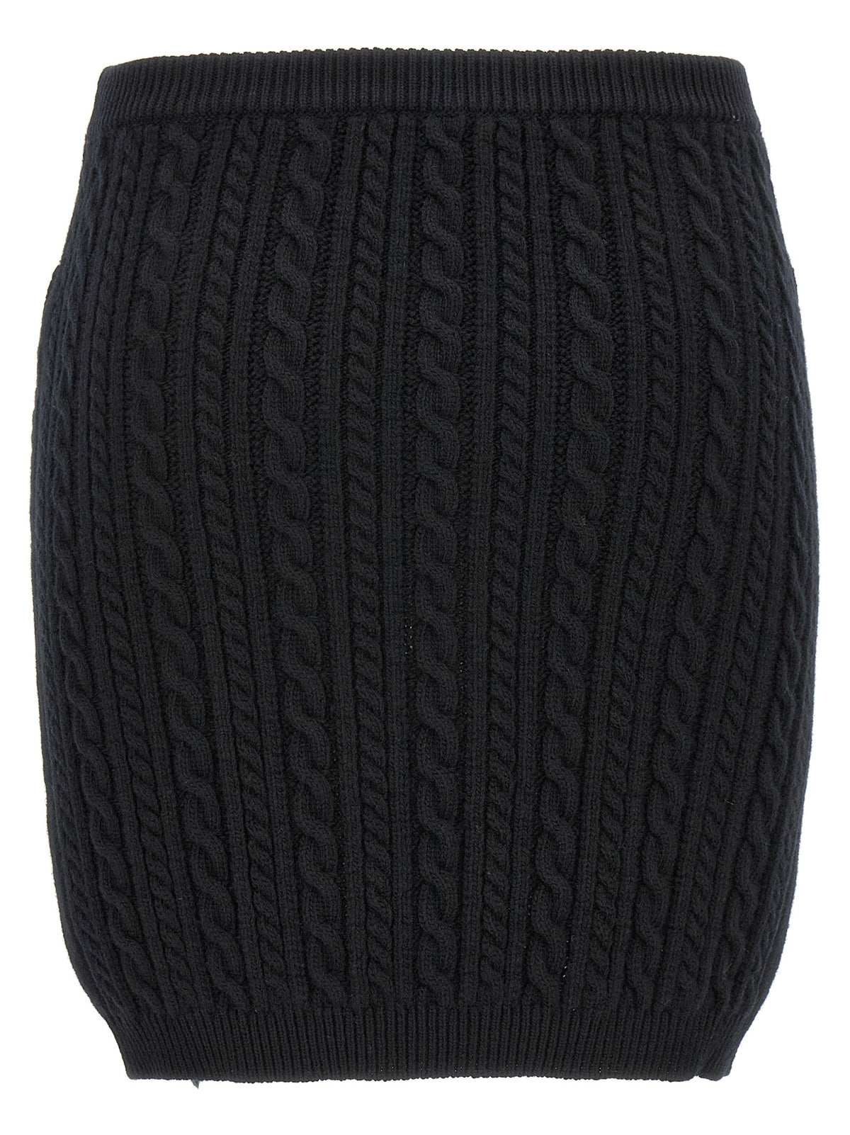 Alessandra Rich Black Wool Long Skirt