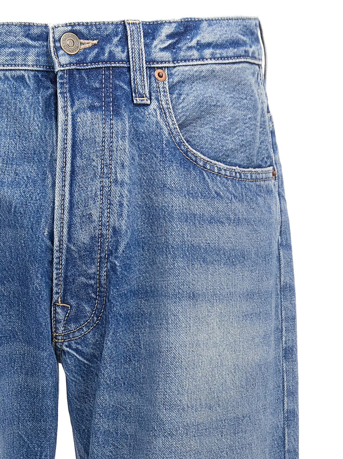 Valentino Garavani Blue Cotton Straight-Leg Jeans