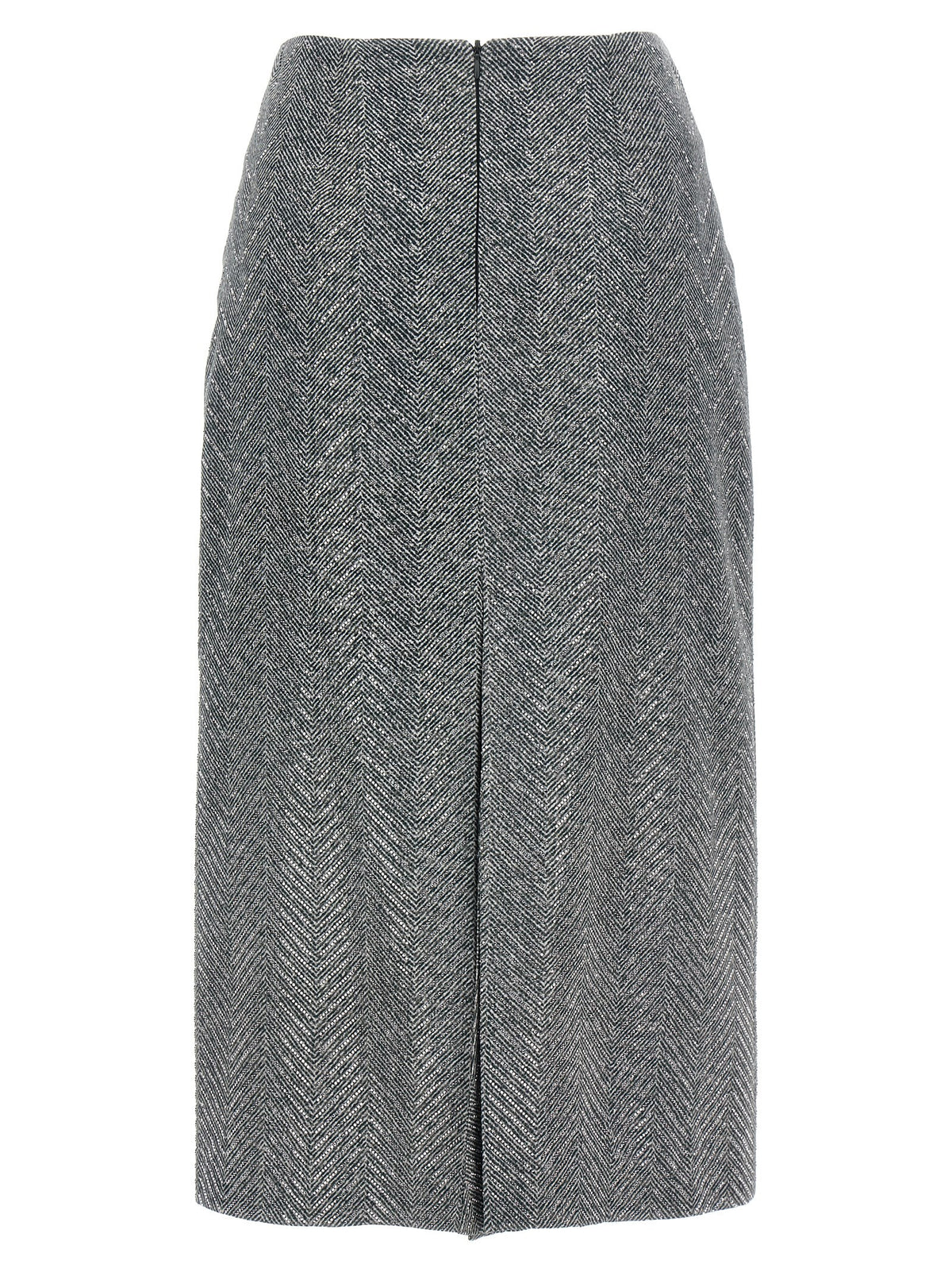 Ermanno Scervino Gray Silk Midi Skirt