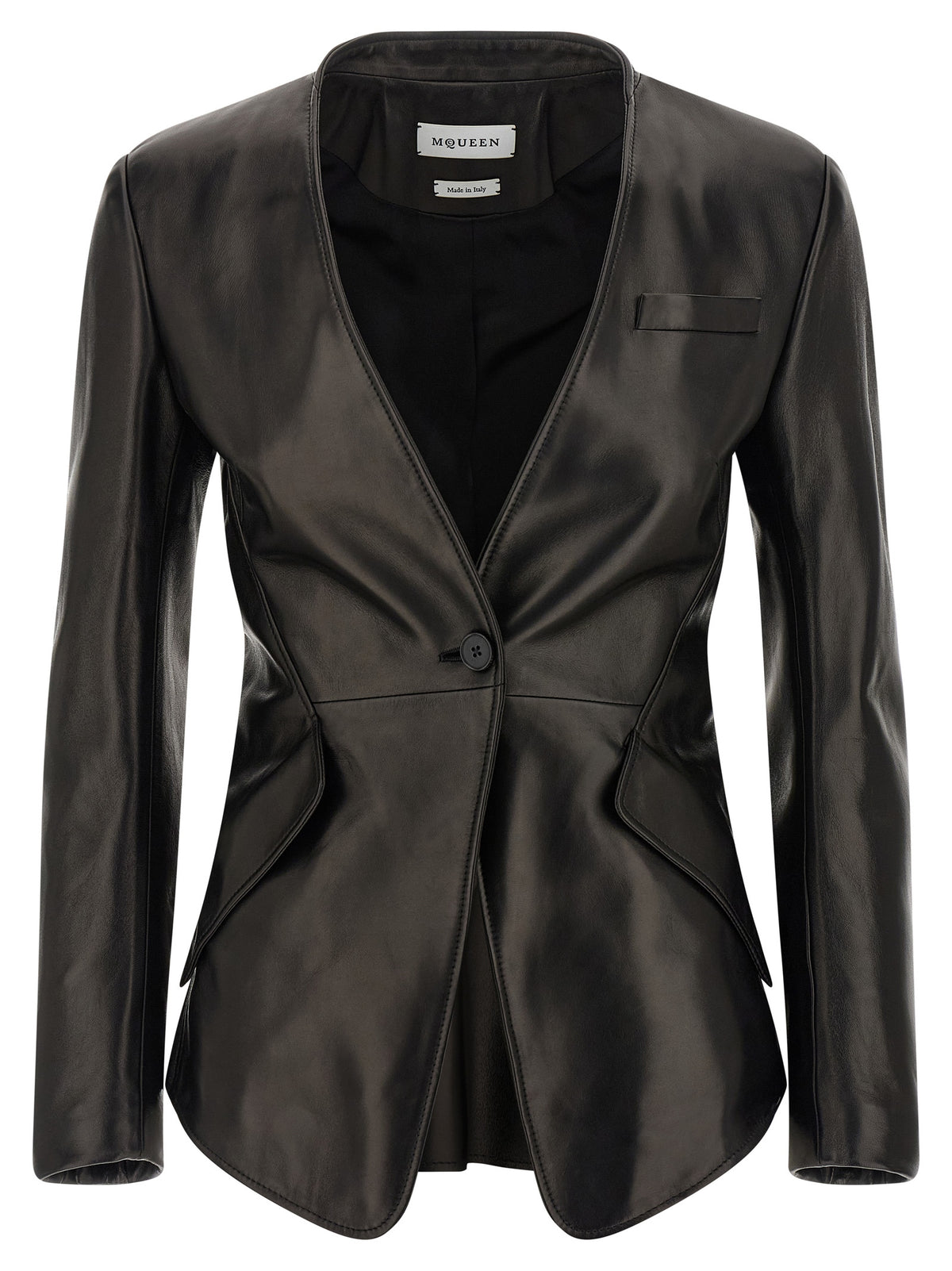 Alexander McQueen Black Lamb Leather Blazer