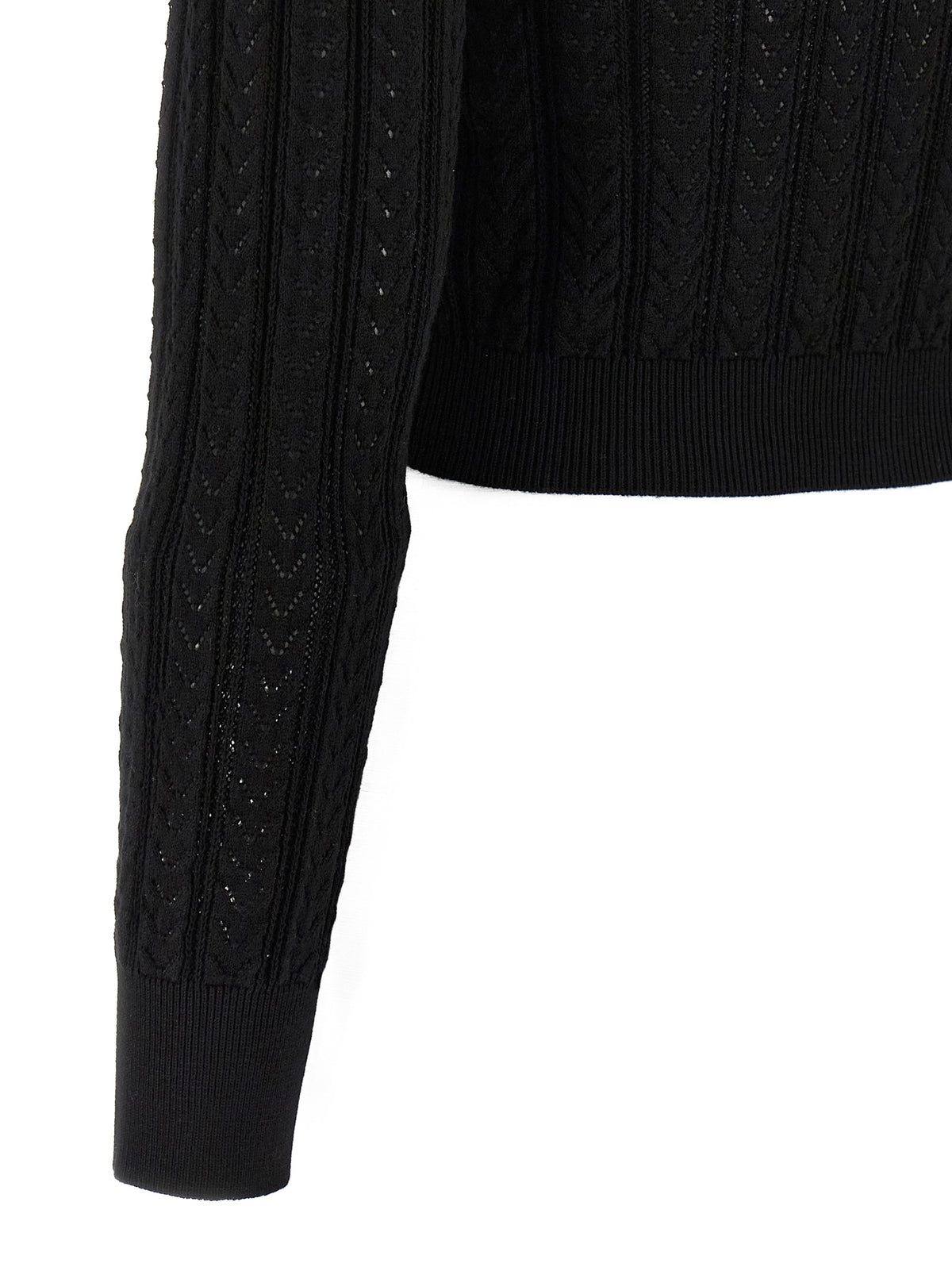 Alessandra Rich Black Cotton Cardigan
