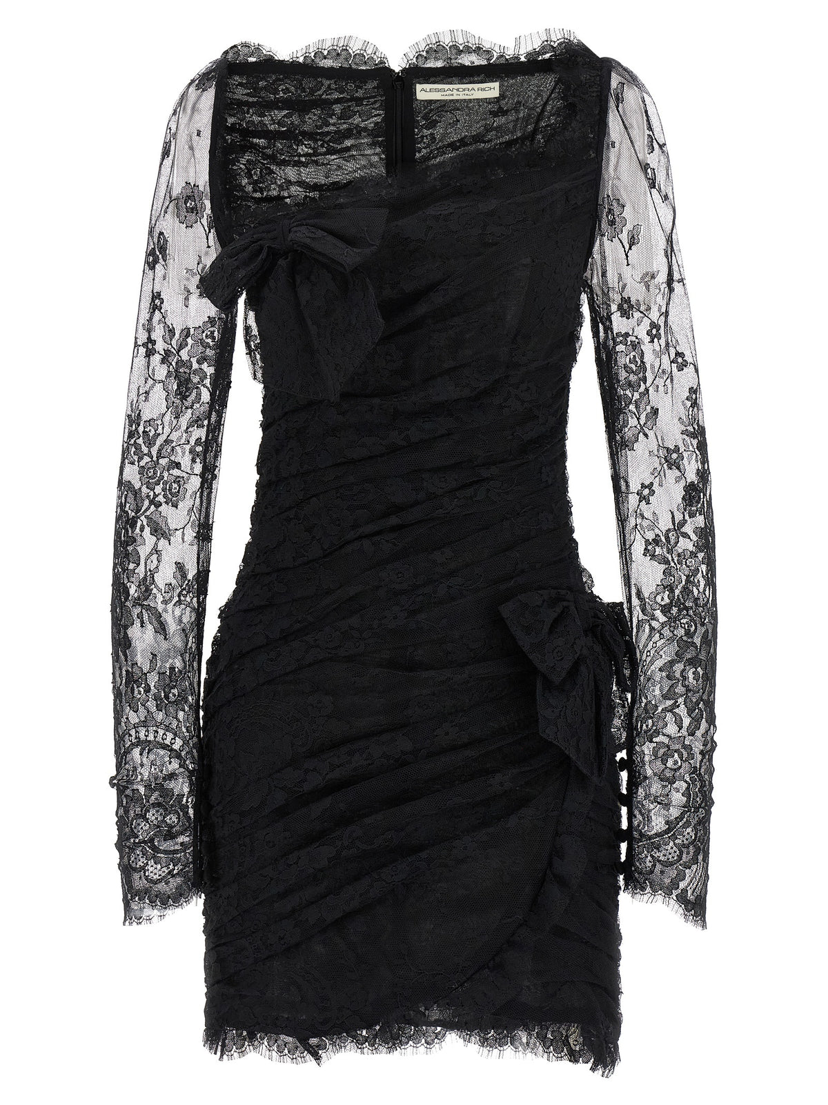 Alessandra Rich Black Organic Cotton Short Dress