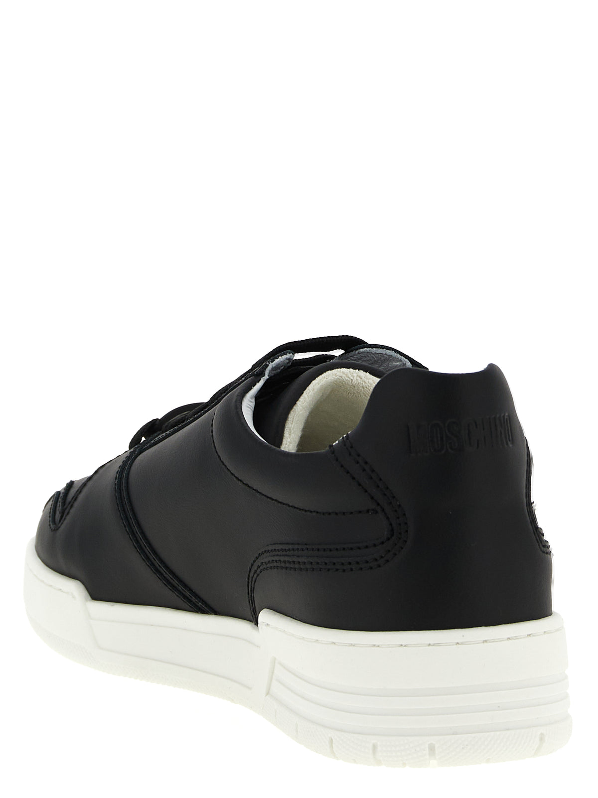 Moschino Black Leather Low Top Sneakers