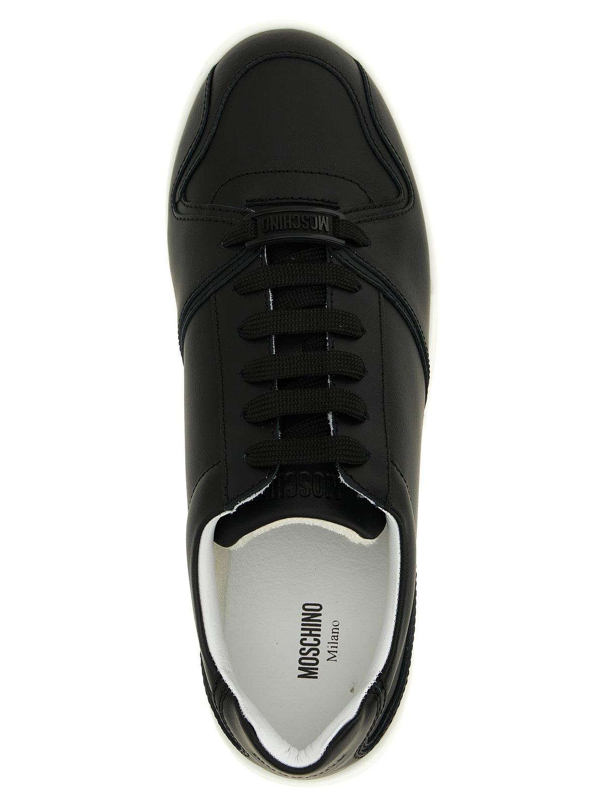 Moschino Black Leather Low Top Sneakers