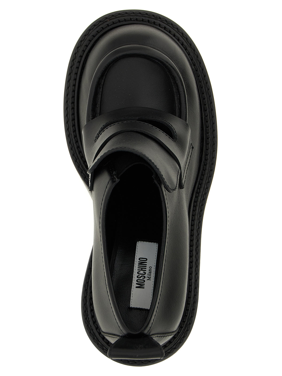 Moschino Black Leather Platform Loafers
