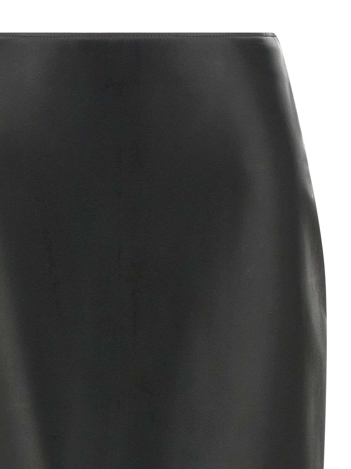 Fendi Black Lamb Leather Midi Skirt