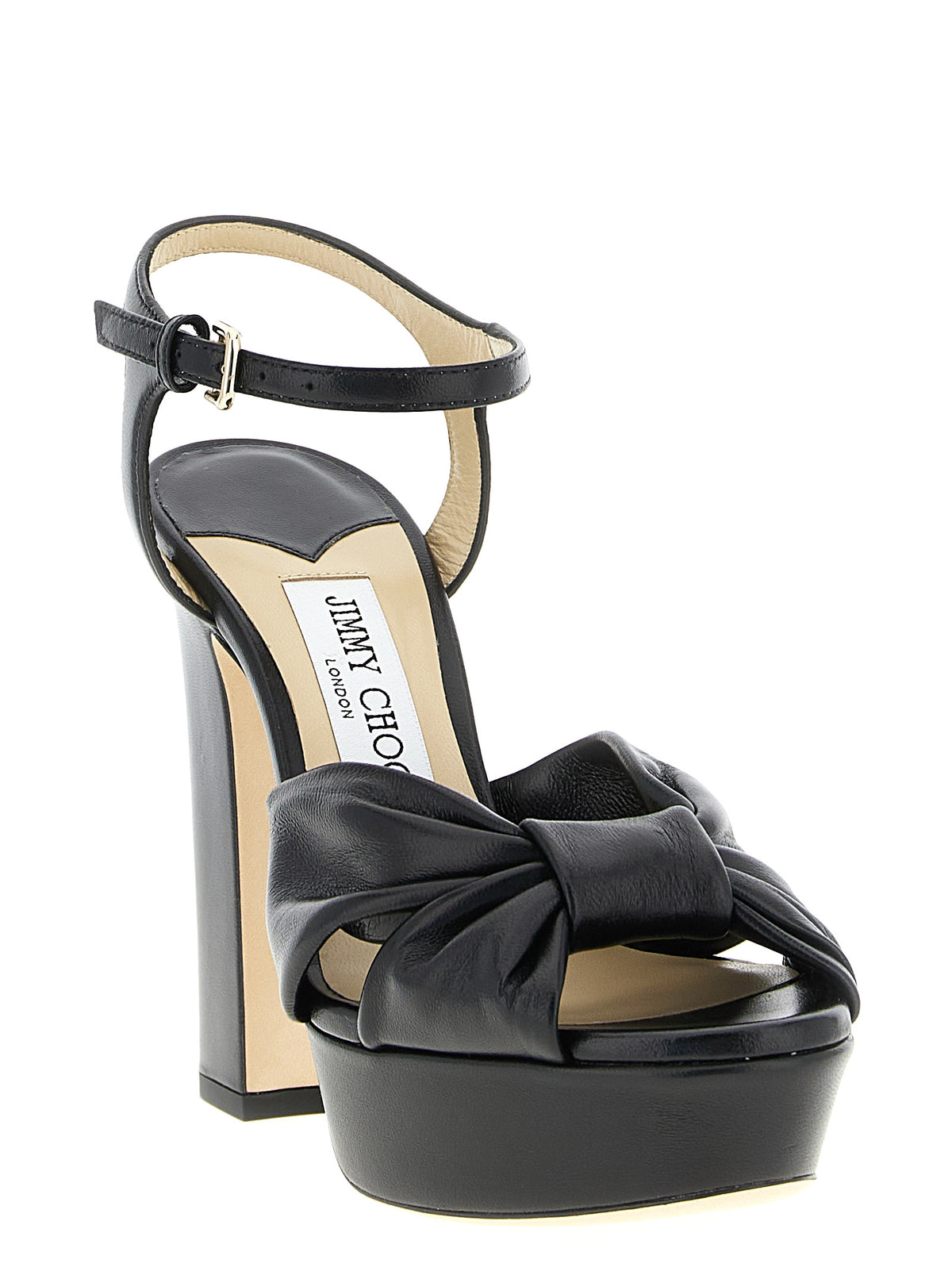 Jimmy Choo Black Leather Stiletto Heel Sandals