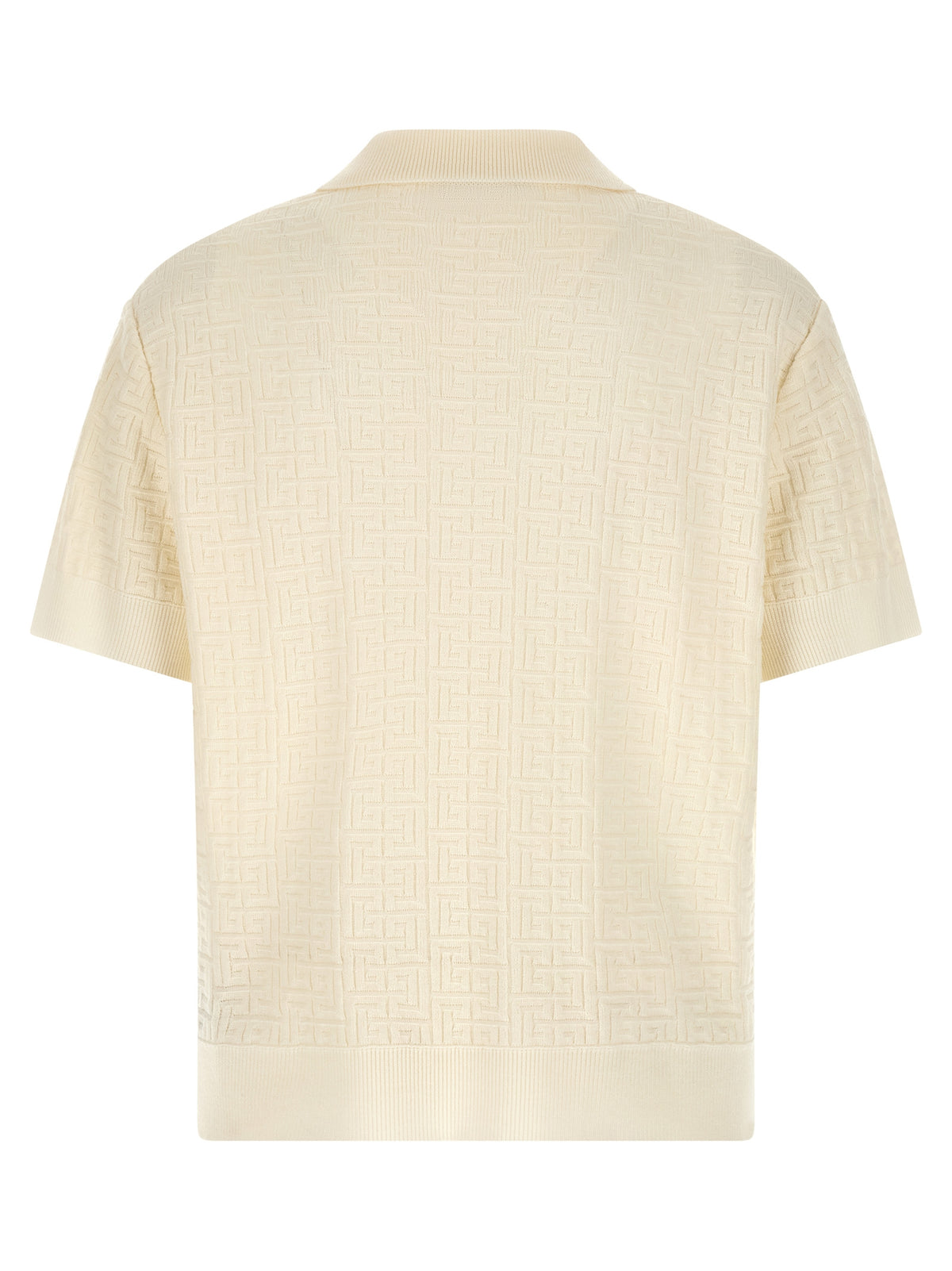 Balmain White Wool Polo Shirt