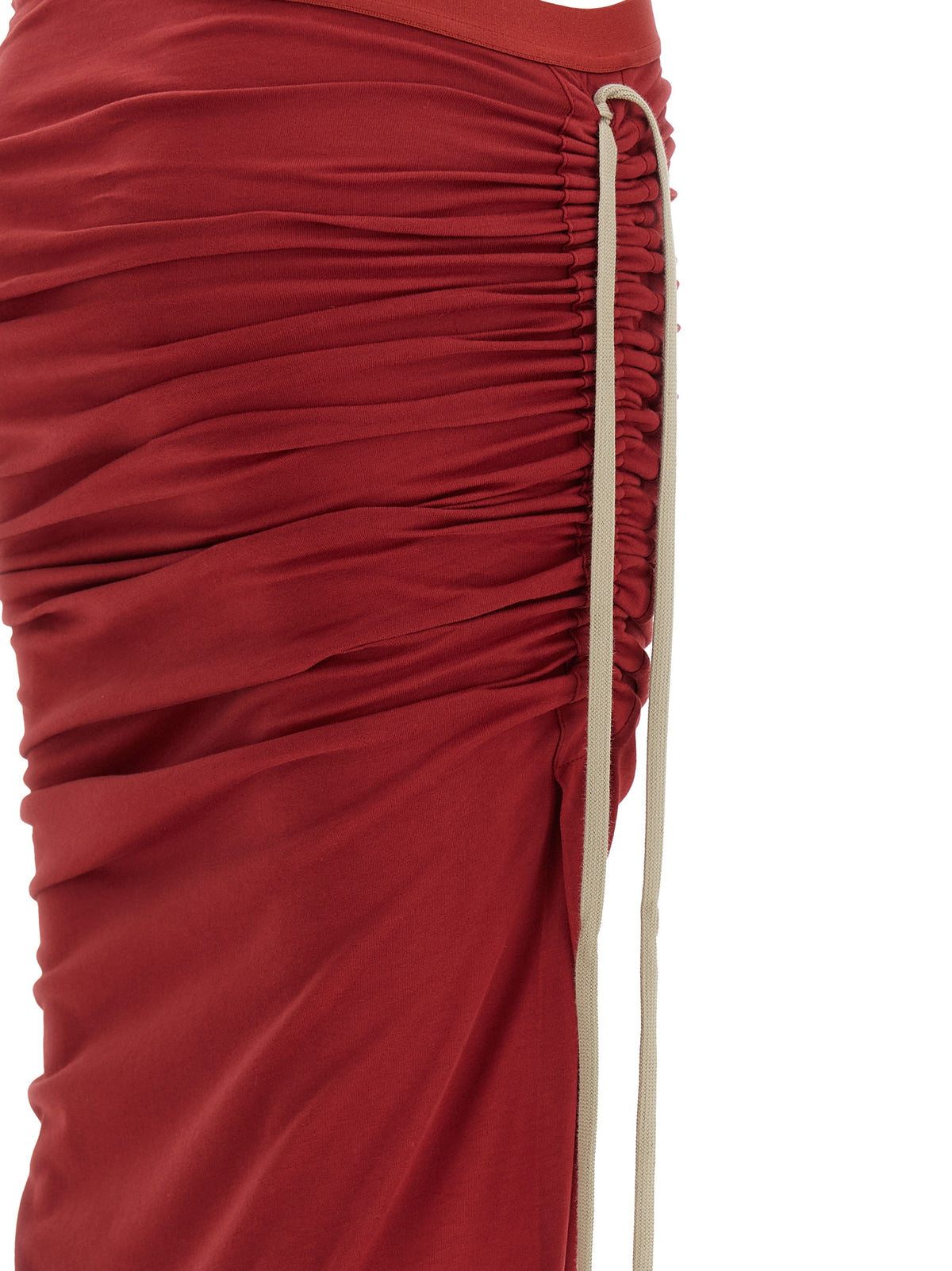 Rick Owens Red Cotton Mini Skirt