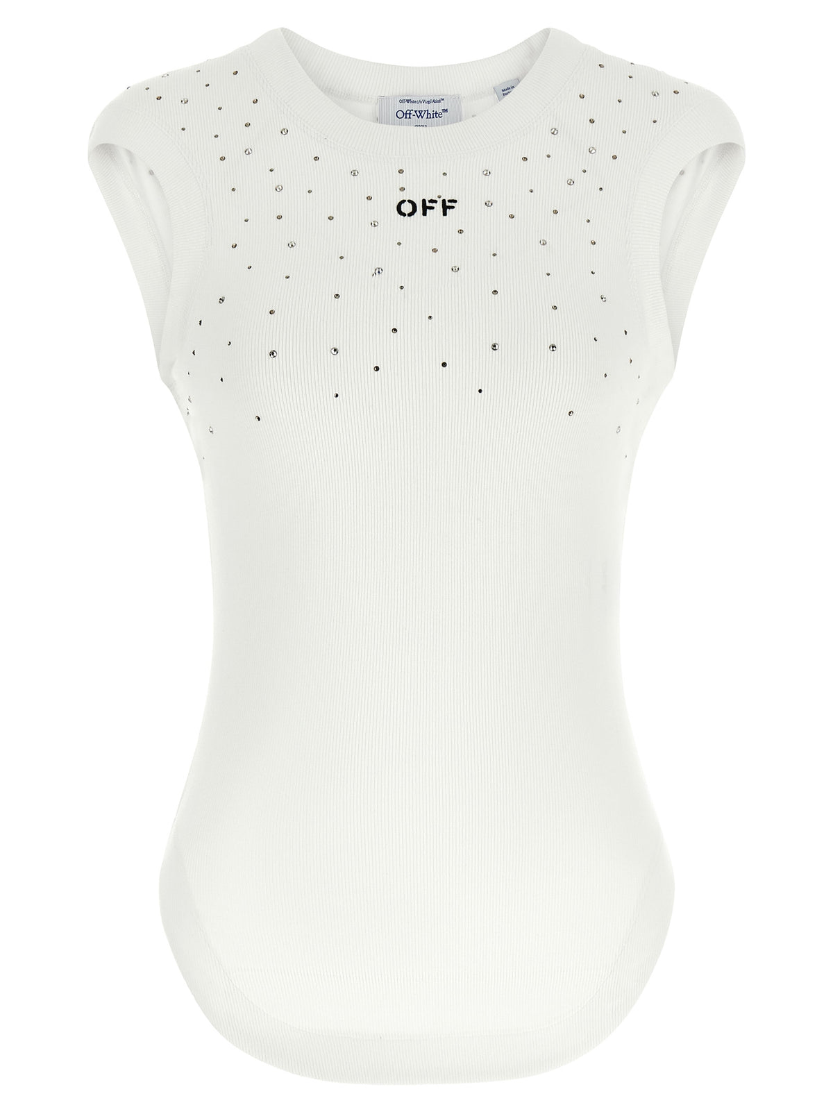 Off-White White Viscose Sleeveles T-Shirt
