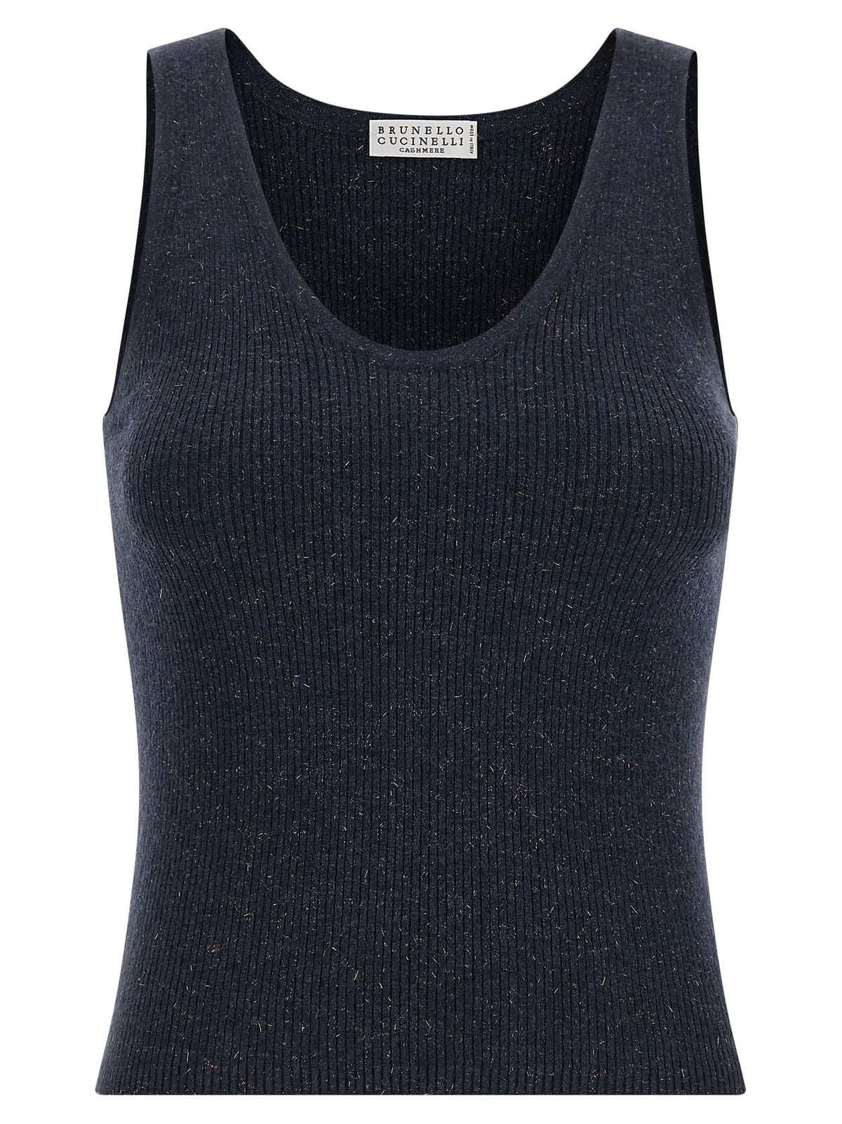 Brunello Cucinelli Blue Cashmere Sleeveles T-Shirt