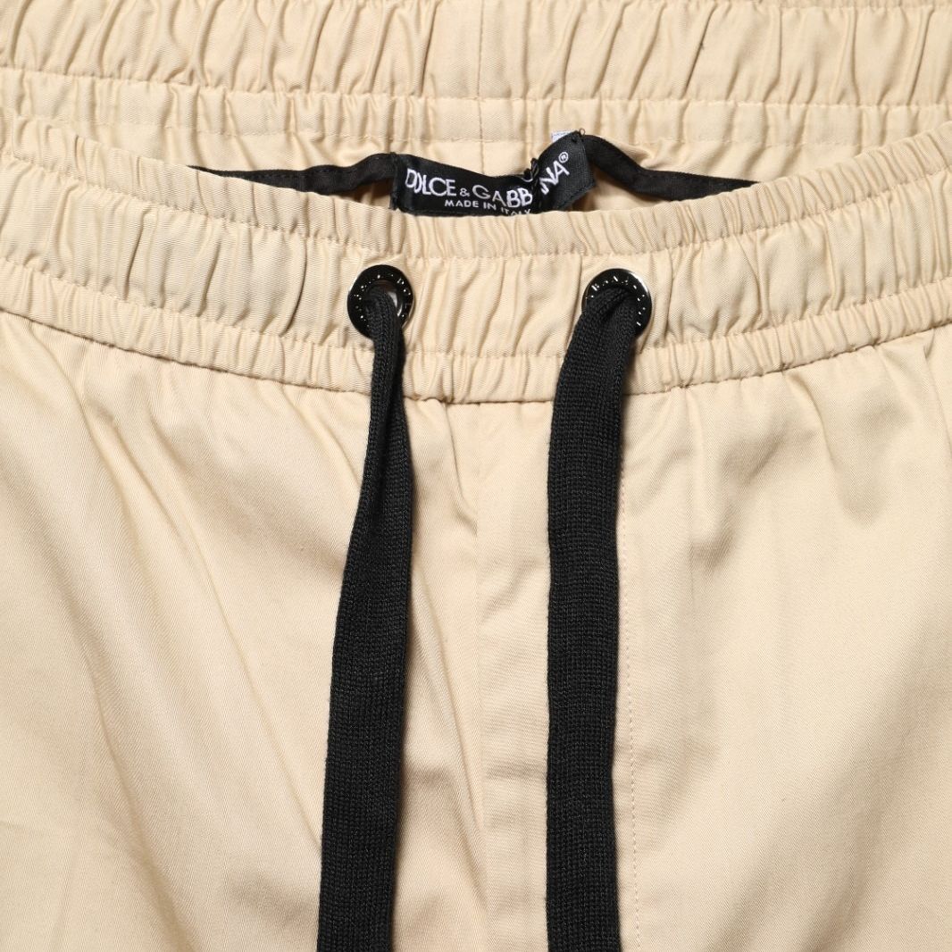 Dolce & Gabbana Beige Cotton Skinny Men Jogger Trouser Pants