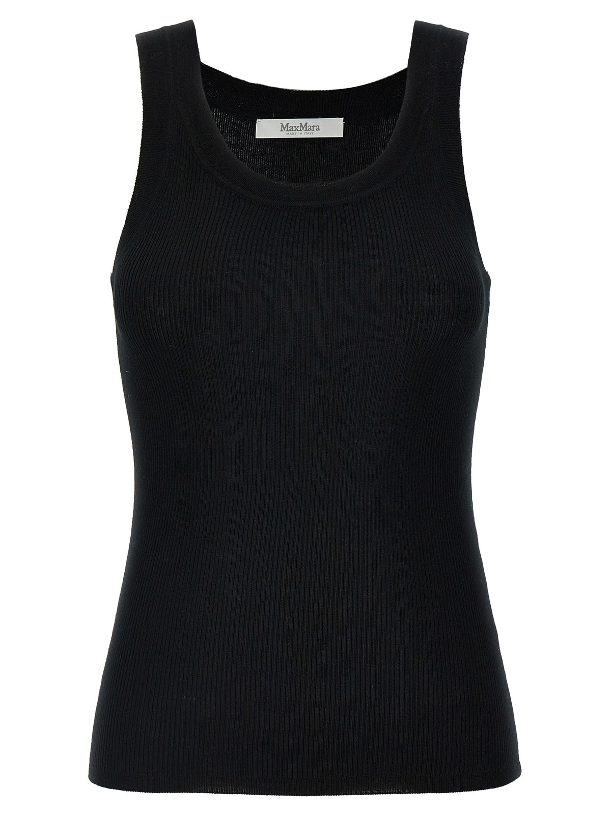 Max Mara Black Virgin Wool Sleeveles T-Shirt