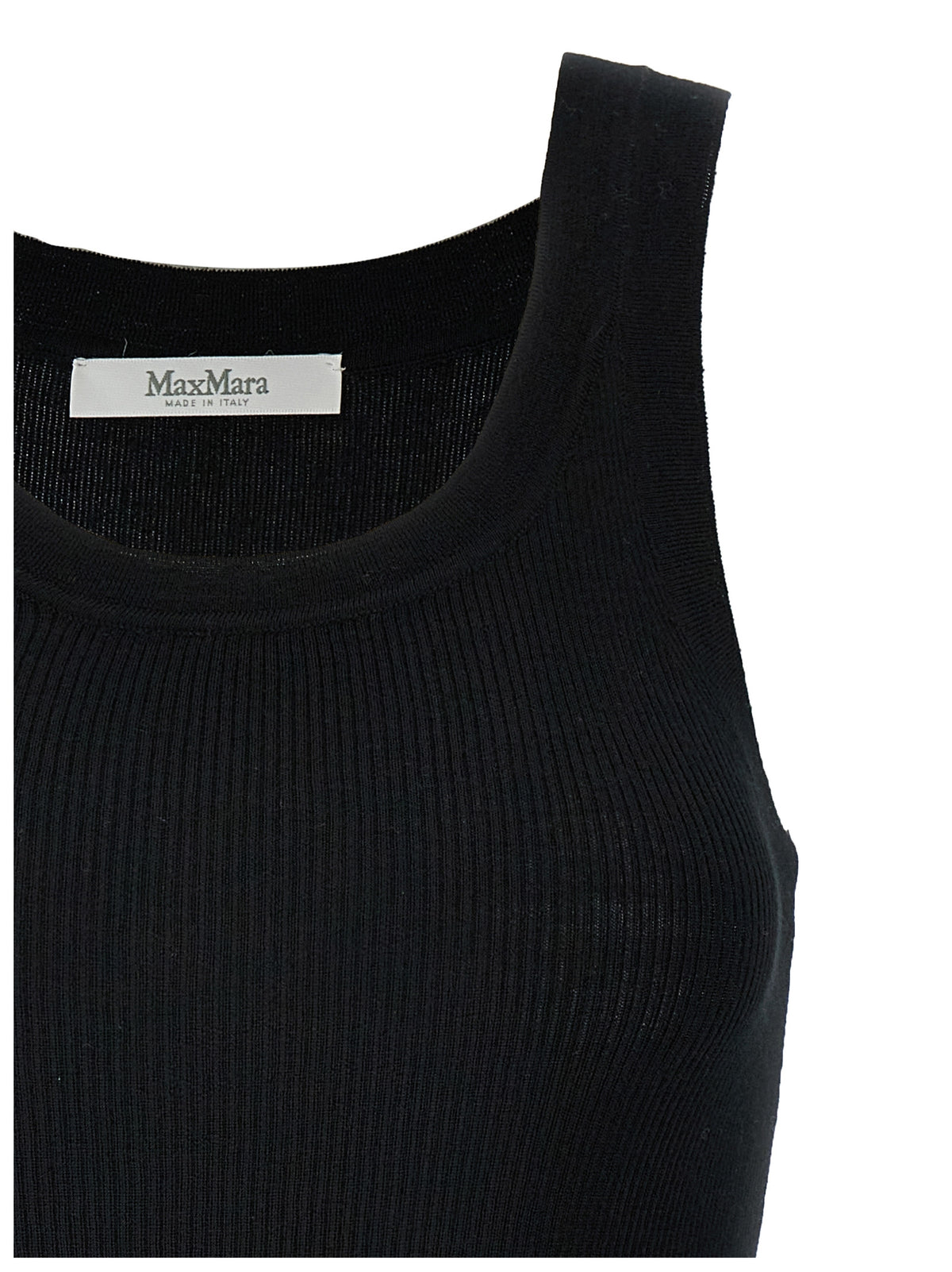 Max Mara Black Virgin Wool Sleeveles T-Shirt