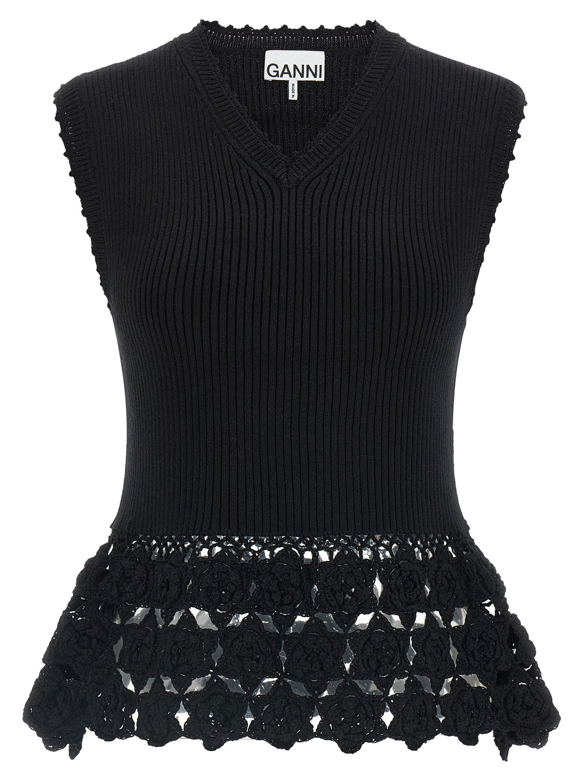 Ganni Black Organic Cotton Sleeveless Jacket