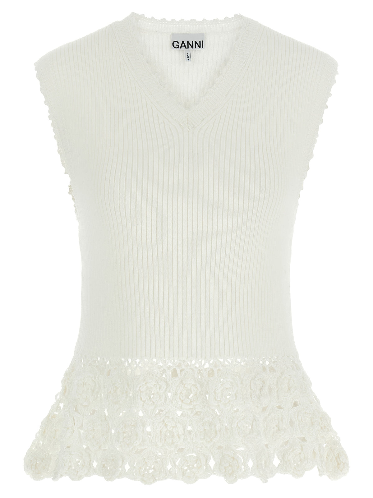 Ganni White Organic Cotton Sleeveless Jacket