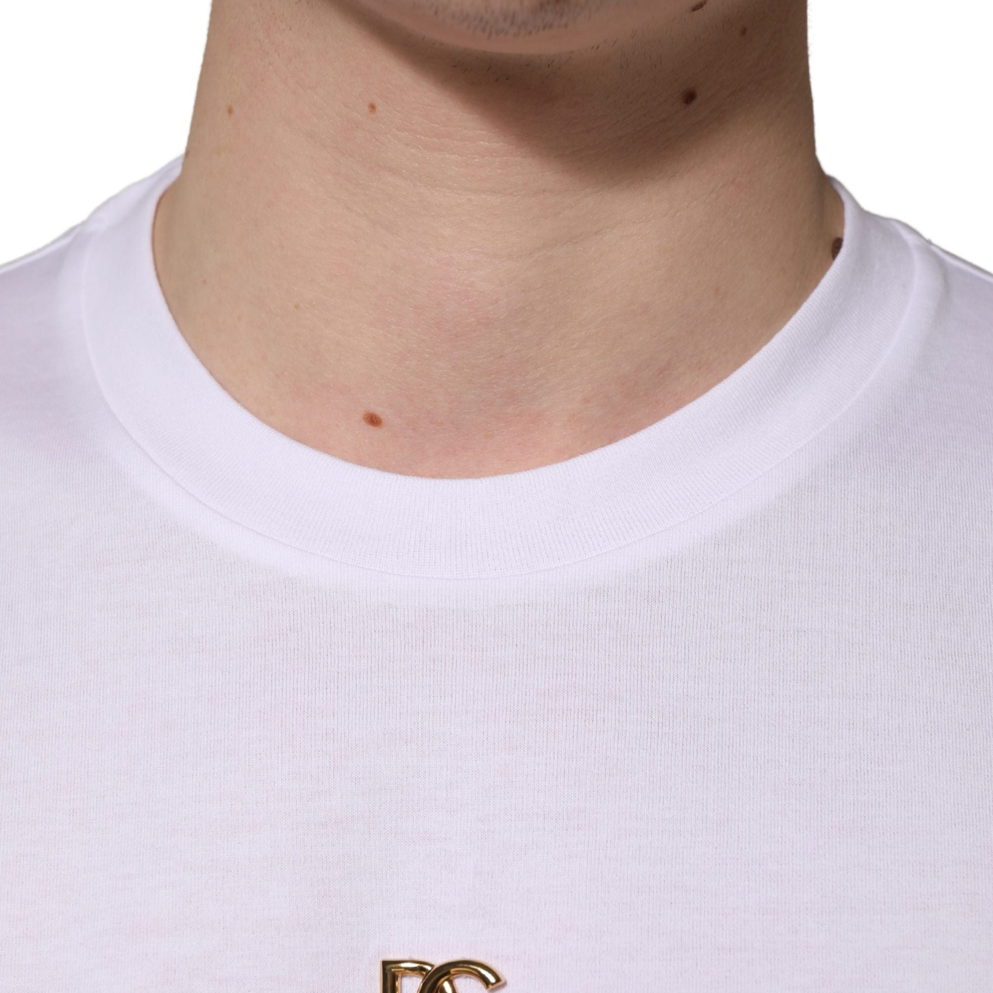 Dolce & Gabbana White Metal DG Logo Cotton Short Sleeves T-shirt