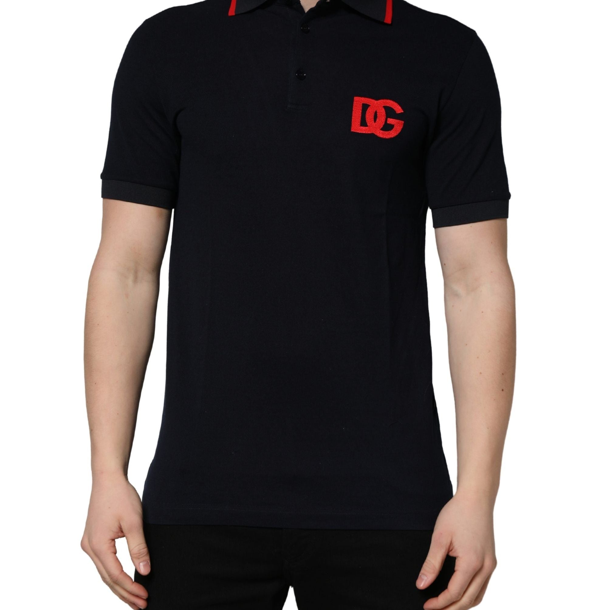 Dolce & Gabbana Black DG Logo Print Short Sleeve Polo T-shirt