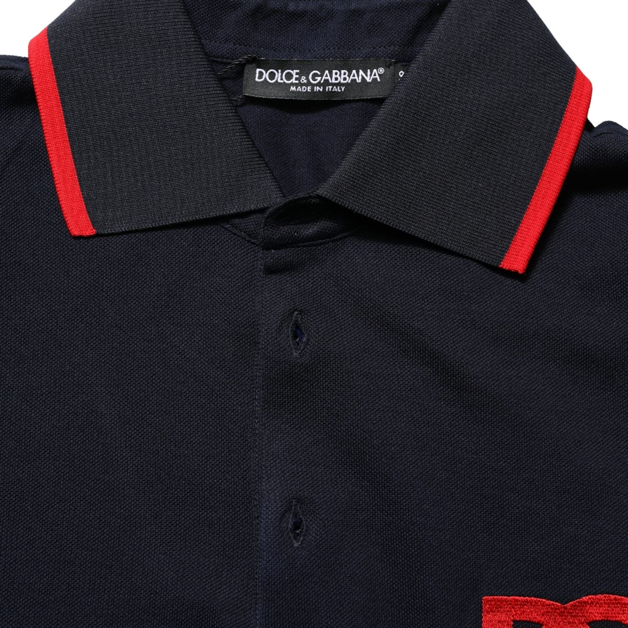Dolce & Gabbana Black DG Logo Print Short Sleeve Polo T-shirt