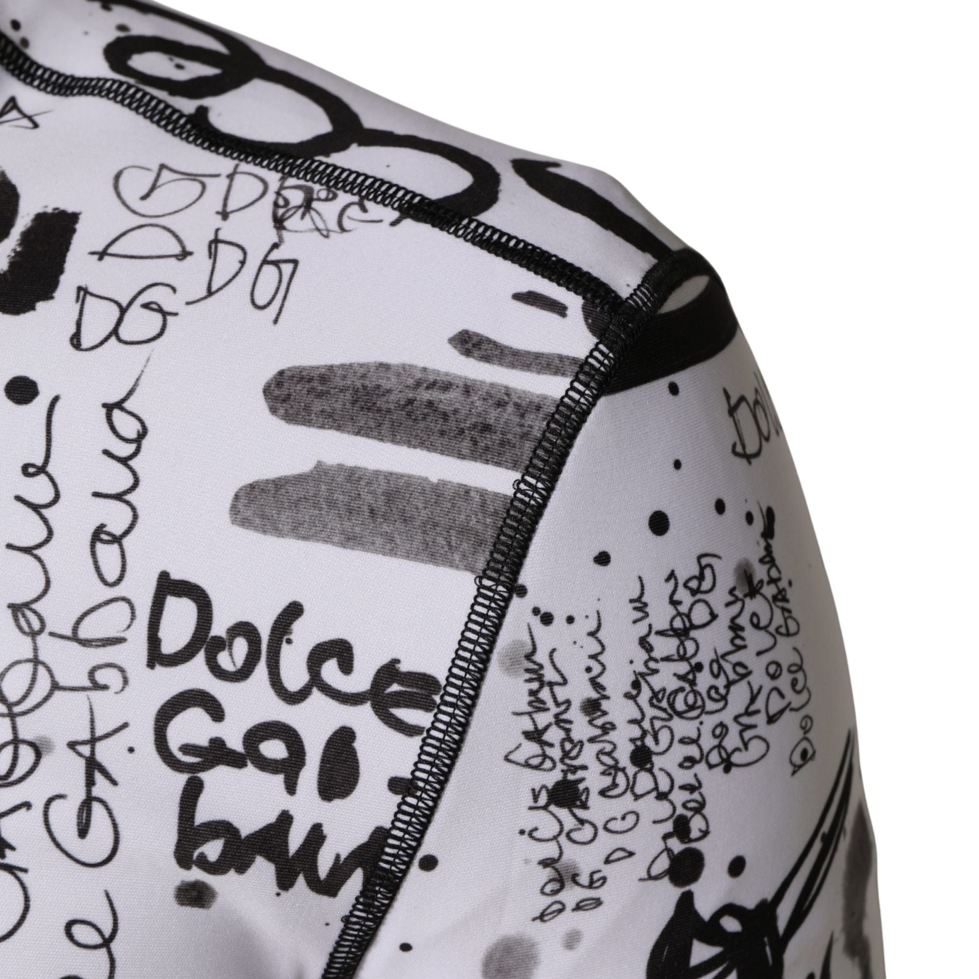 Dolce & Gabbana White Jersey Graffiti Print Balaclava Hood Sweater