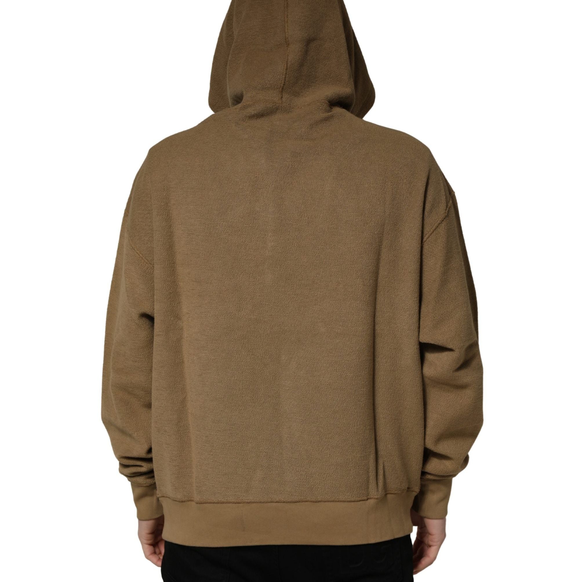 Dolce & Gabbana Brown Cotton Logo Coin Hooded Pullover Sweater
