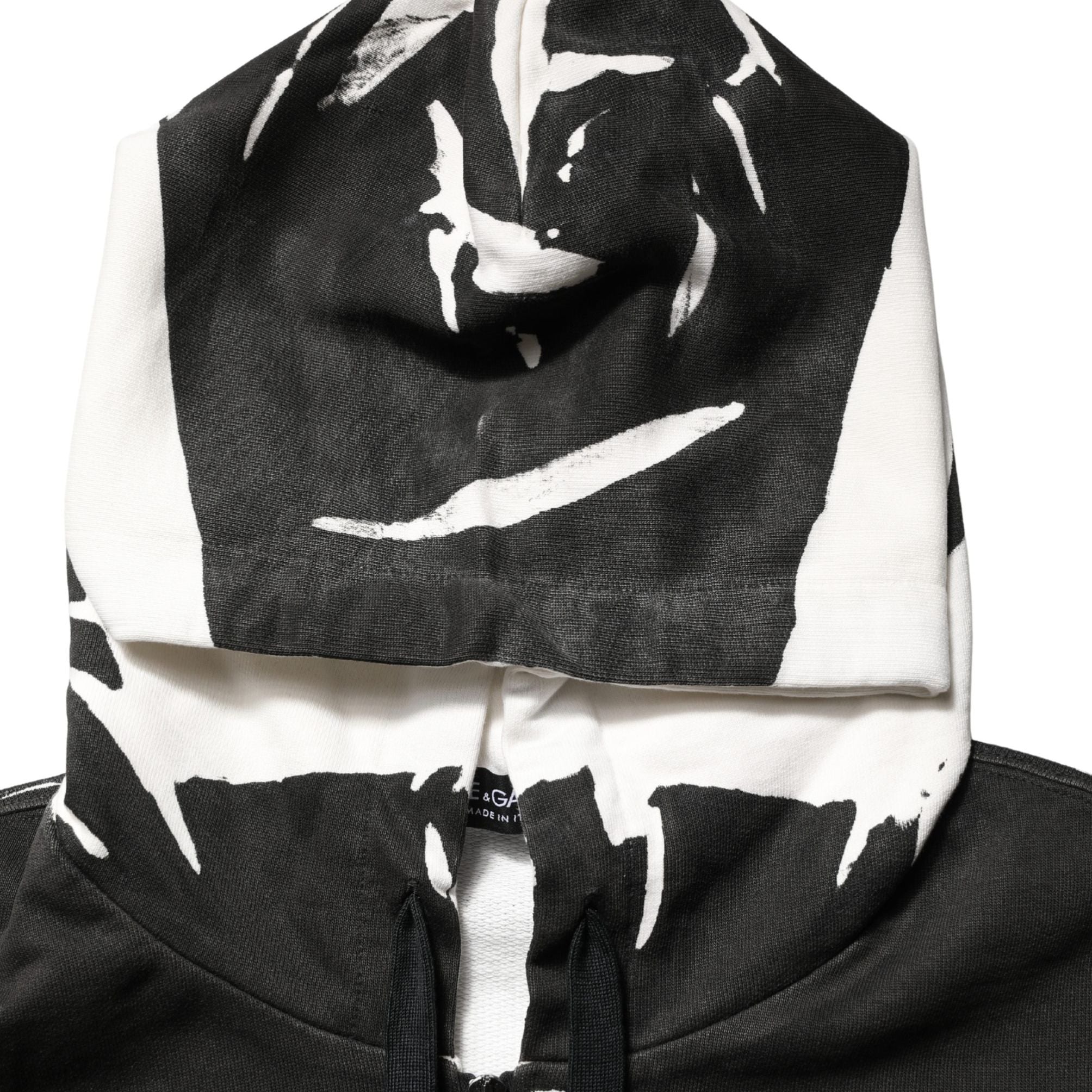 Dolce & Gabbana Black Cotton Logo Hooded Full Zip Sweater